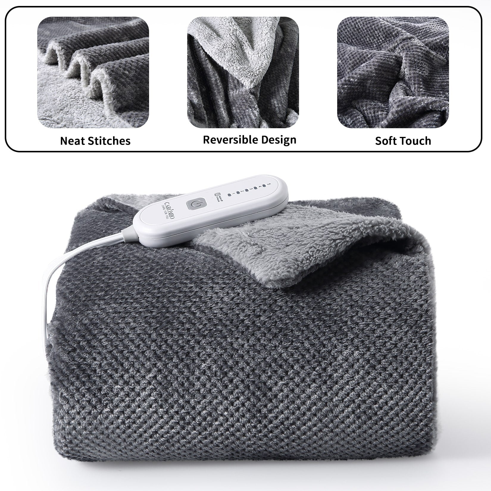 Flannel Sherpa Heating Blanket with 5 Heat Settings