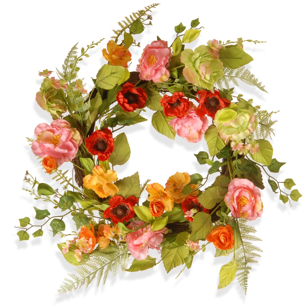 National Tree Company 22 in. Spring Flower Wreath