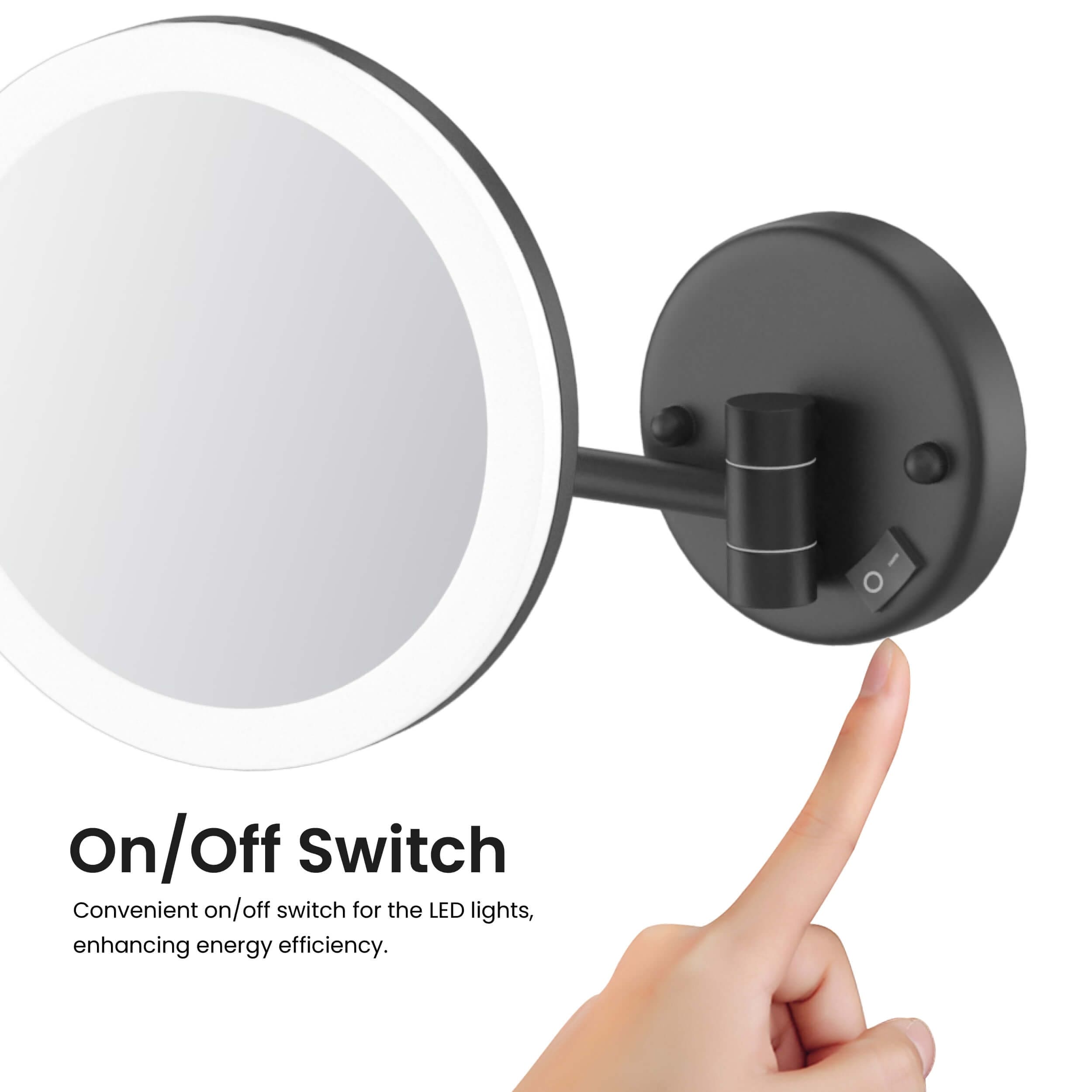 Circular LED Wall Mount One Side 5x Magnifying Make Up Mirror