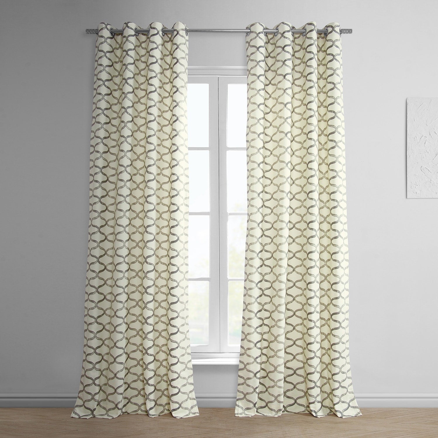 Exclusive Fabrics Illusions Geometric Grommet Printed Room Darkening Cotton Curtain (1 Panel)