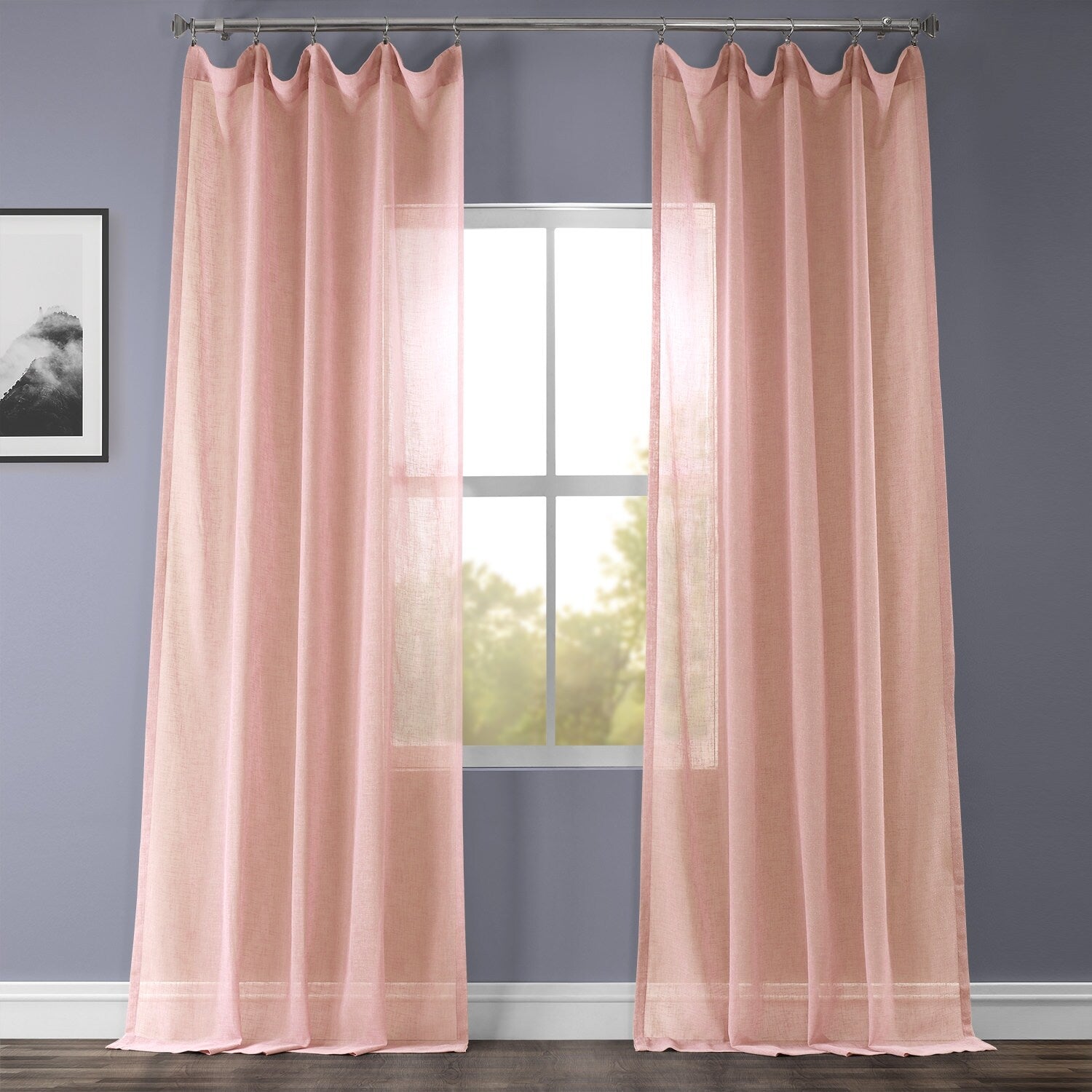 Exclusive Fabrics Solid Faux Linen Sheer Curtain (1 Panel)