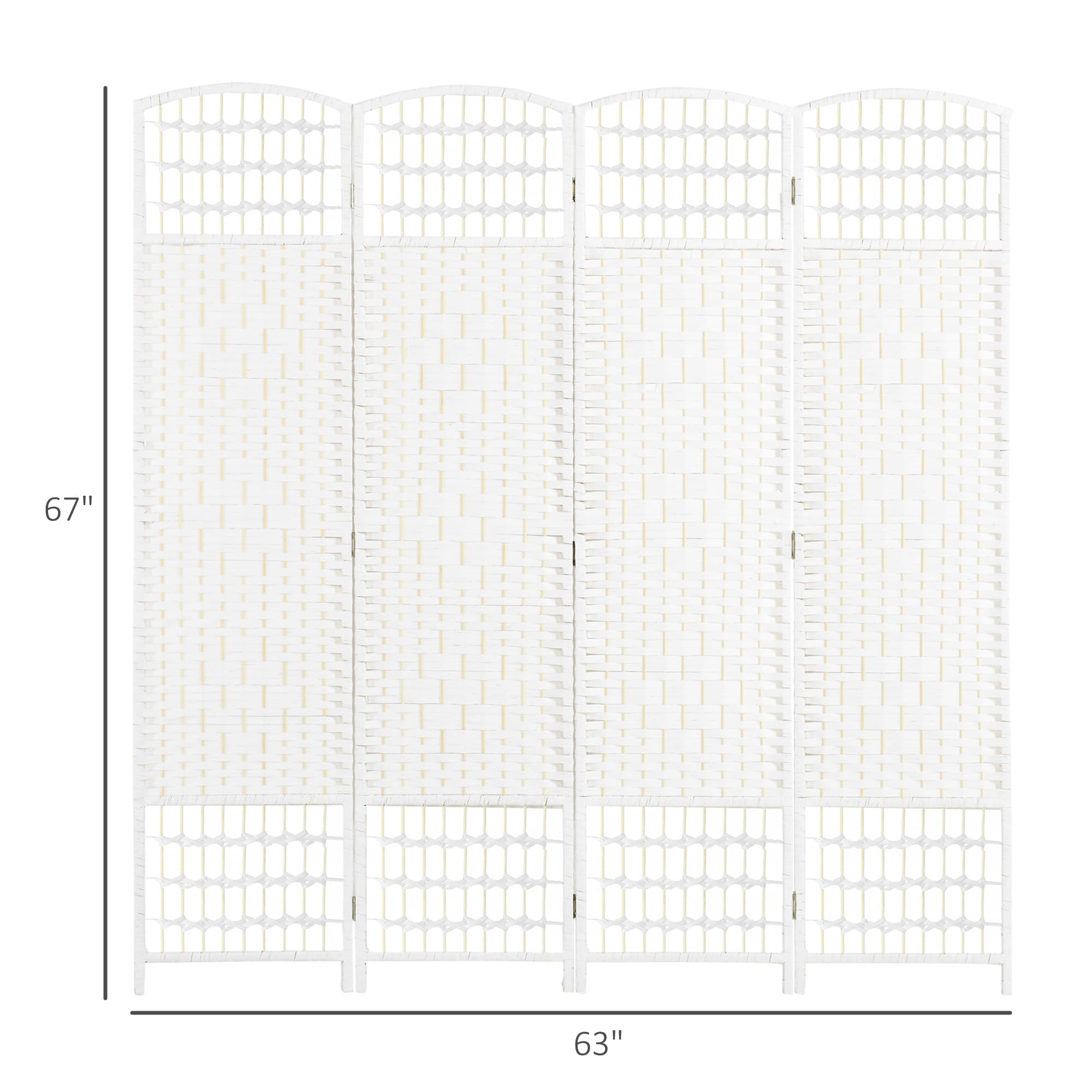 HOMCOM Panel Room Divider, 5.6 Ft Tall Folding Privacy Screen, Wave Fiber Freestanding Partition Wall Divider, White