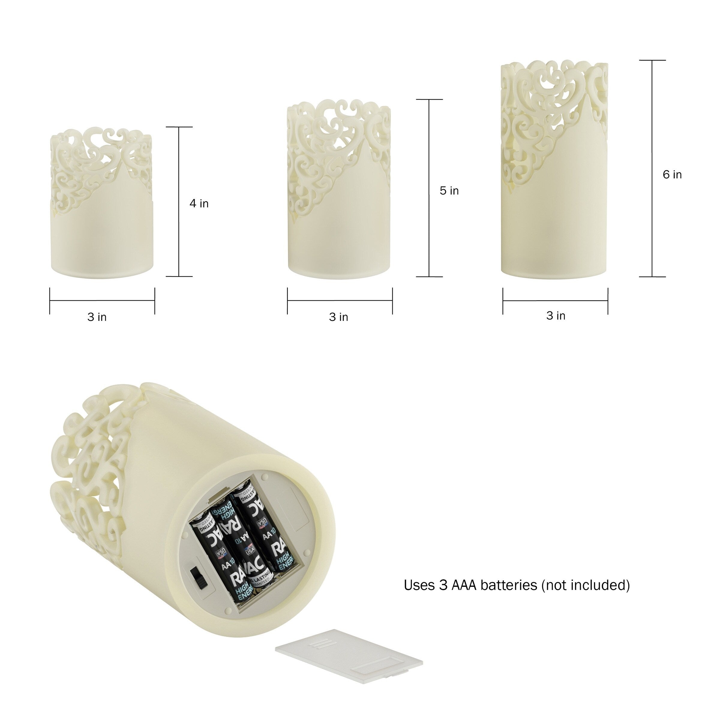 Lavish Home 3-Piece Flameless LED Candle Set