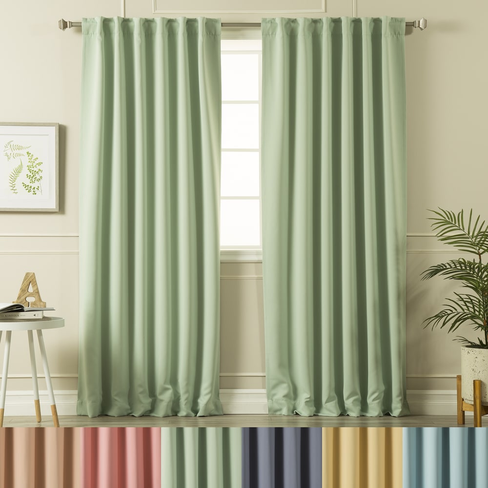 Aurora Home Solid Insulated Thermal Blackout Curtain Panel Pair