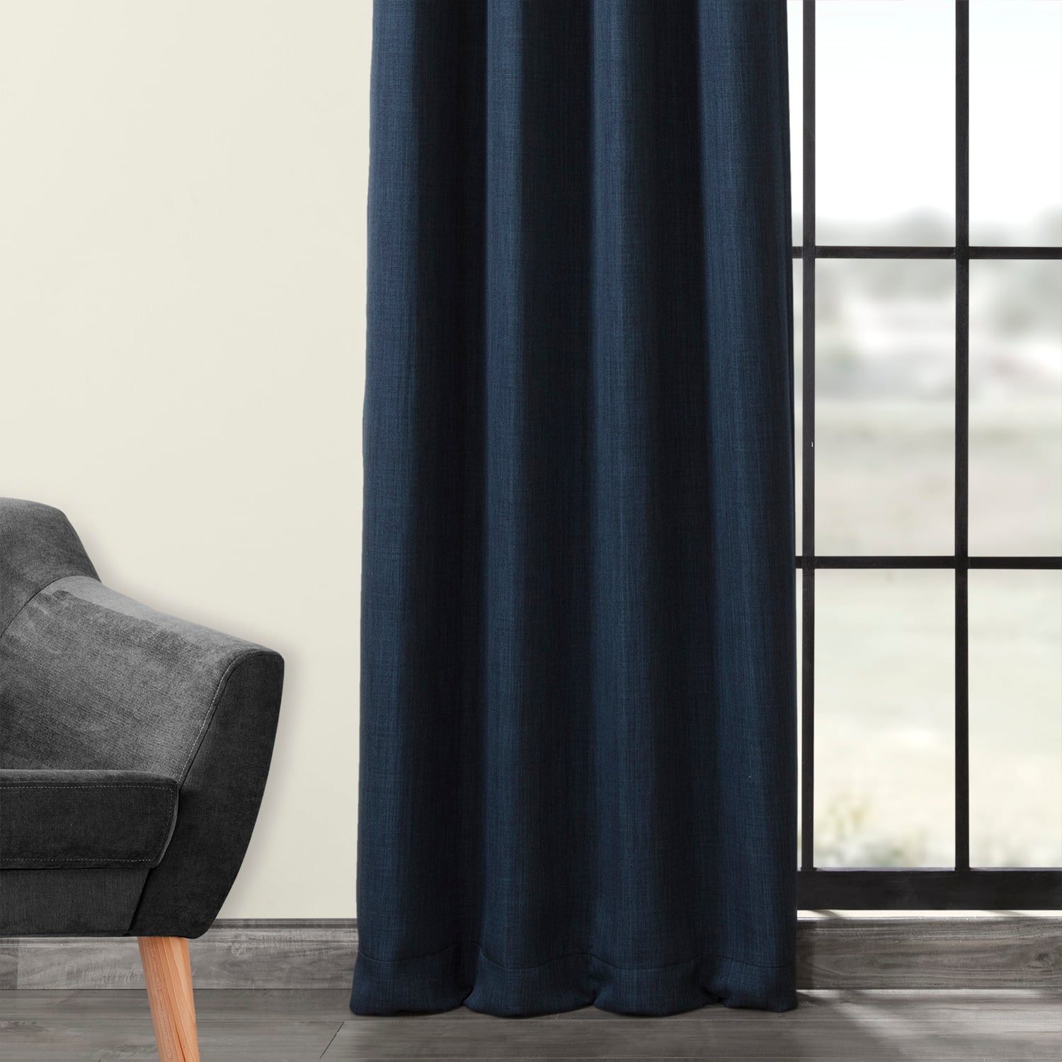 Exclusive Fabrics Faux Linen Grommet Room Darkening Curtain (1 Panel)