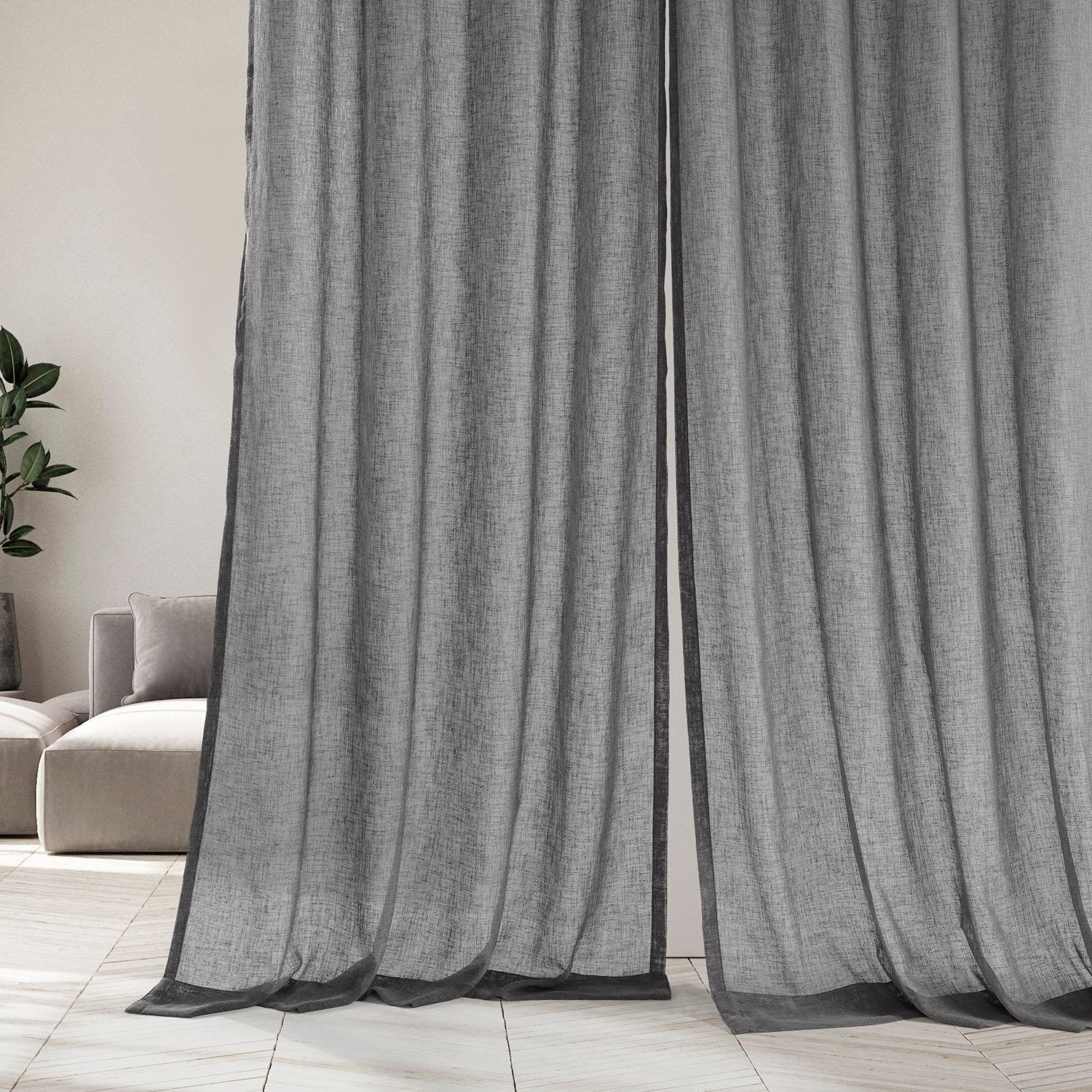 Exclusive Fabrics Solid Faux Linen Sheer Curtain (1 Panel)