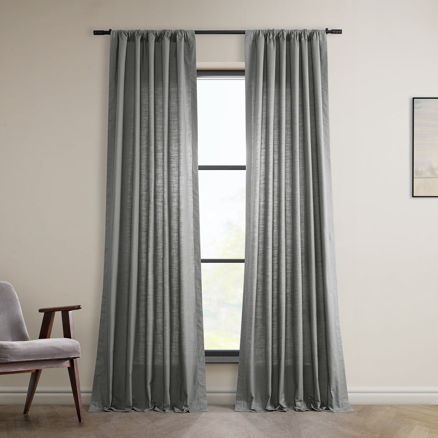 Exclusive Fabrics Dune Textured Solid Cotton Curtain Pair (2 Panels)