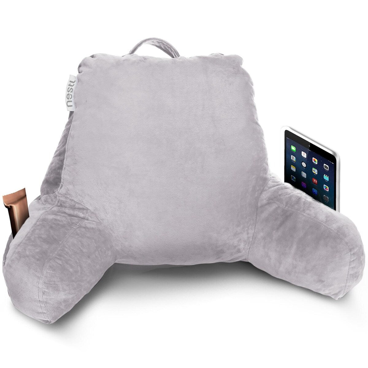 Nestl Memory Foam Reading Pillow with Backrest, Arms and Pockets