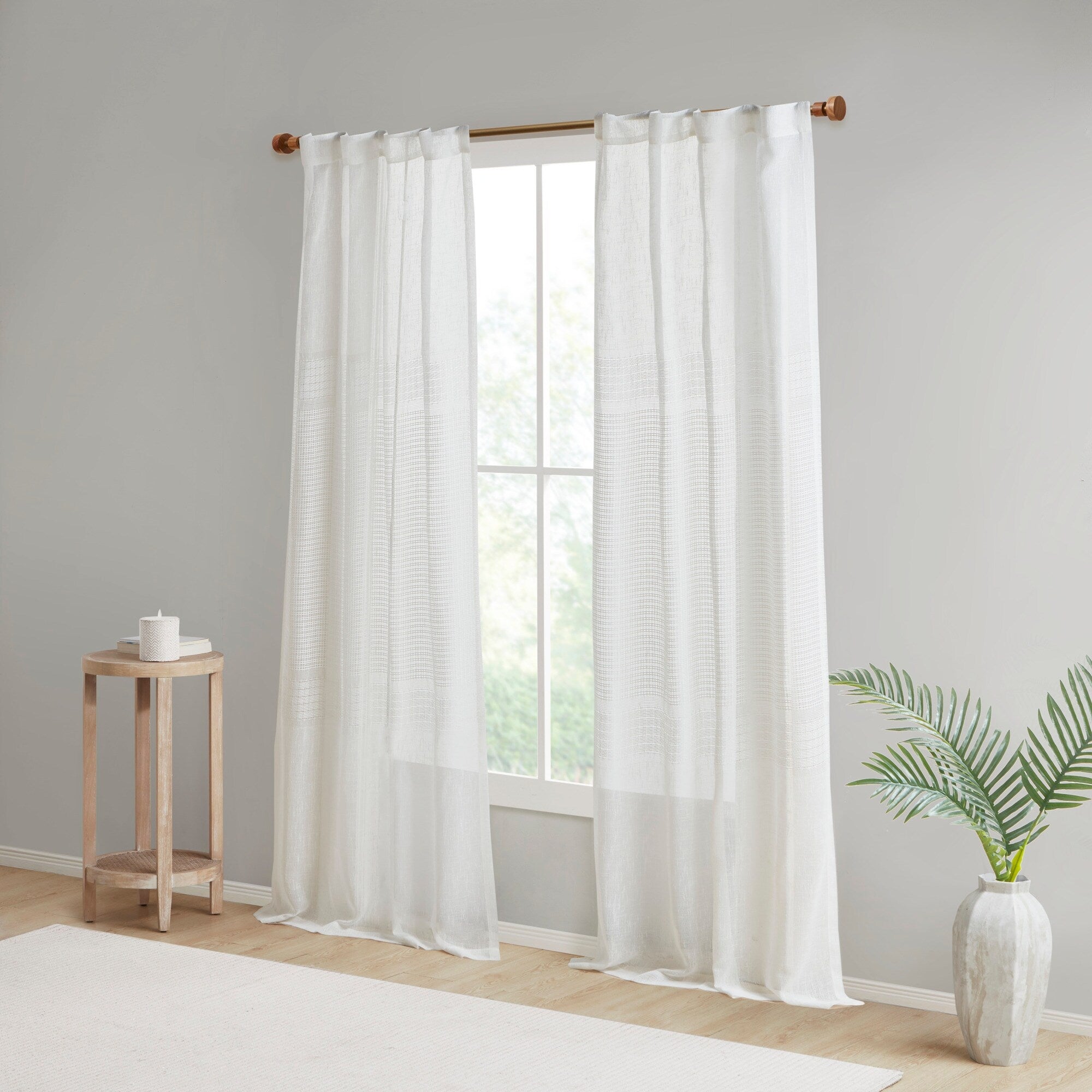 Madison Park Calista Yarn Dye Sheer Curtain Panel Pair