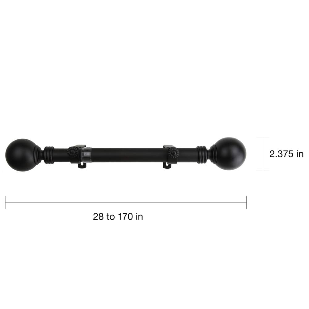 InStyleDesign Black Sphere Adjustable Curtain Rod Set