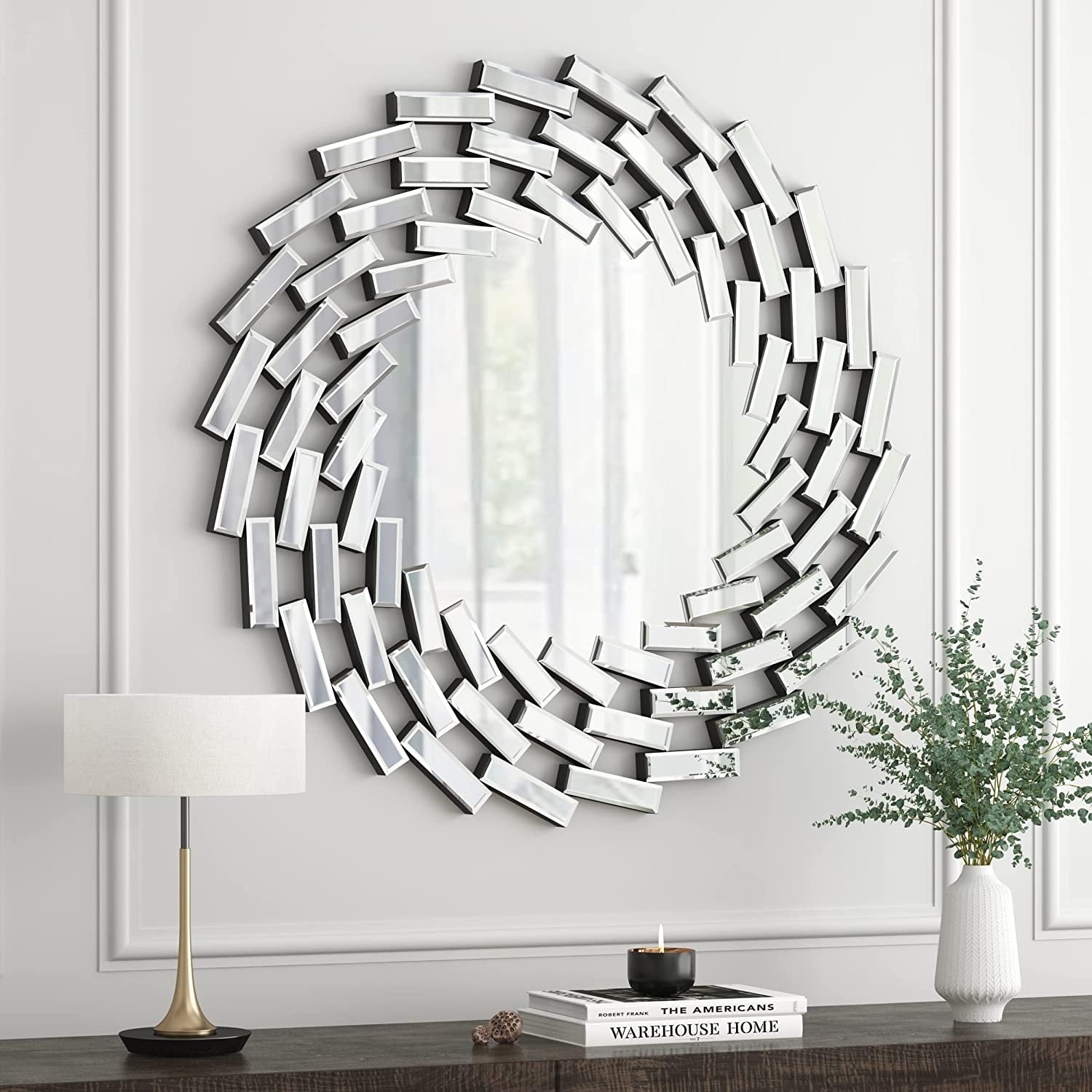 Sunburst Shape Wall Mirror Round Accent Mirror