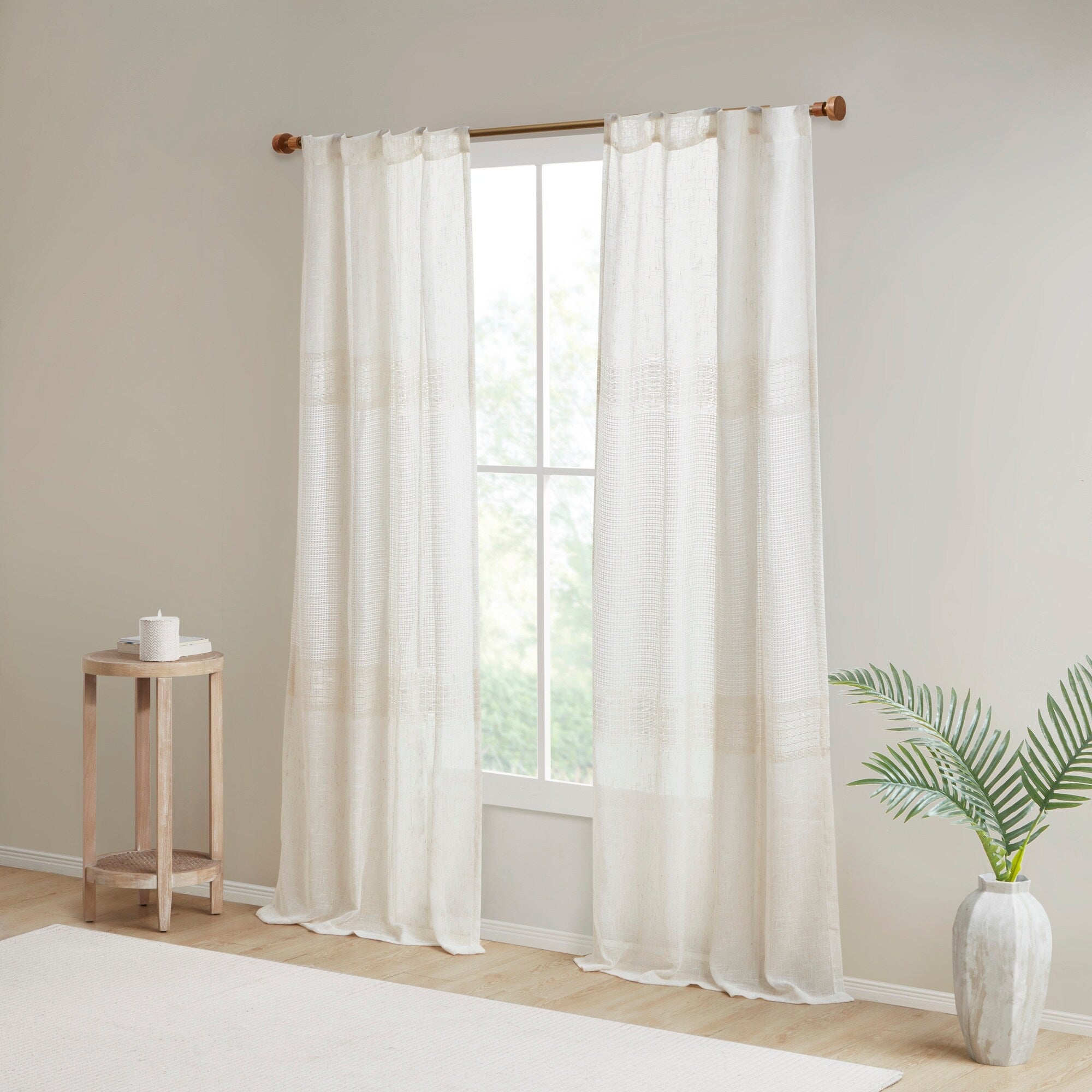 Madison Park Calista Yarn Dye Sheer Curtain Panel Pair