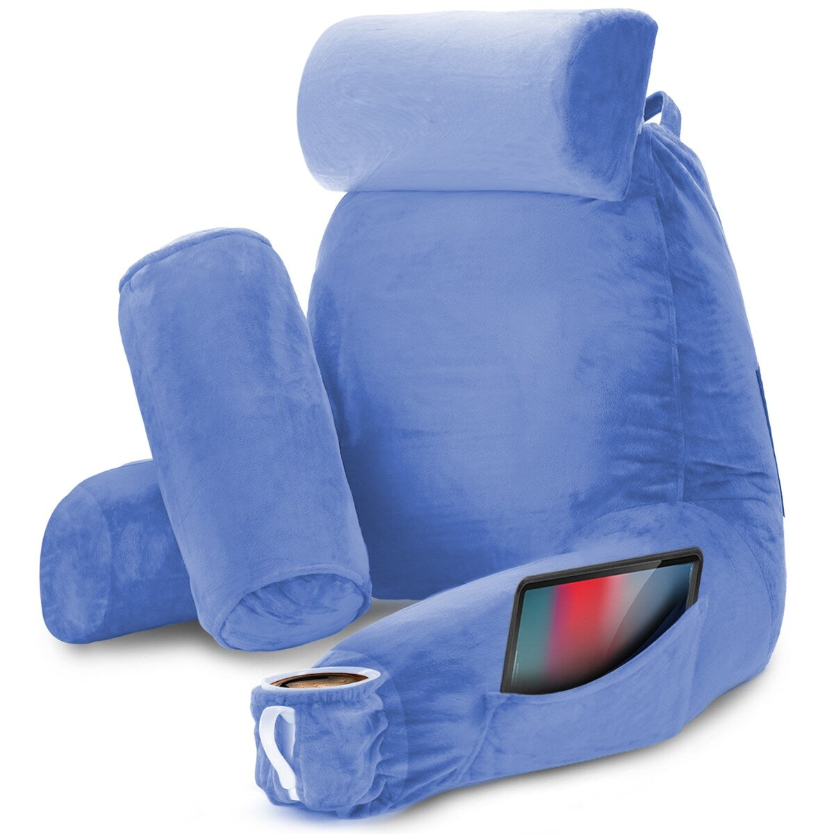 Nestl Memory Foam Reading Pillow with Backrest, Arms and Pockets