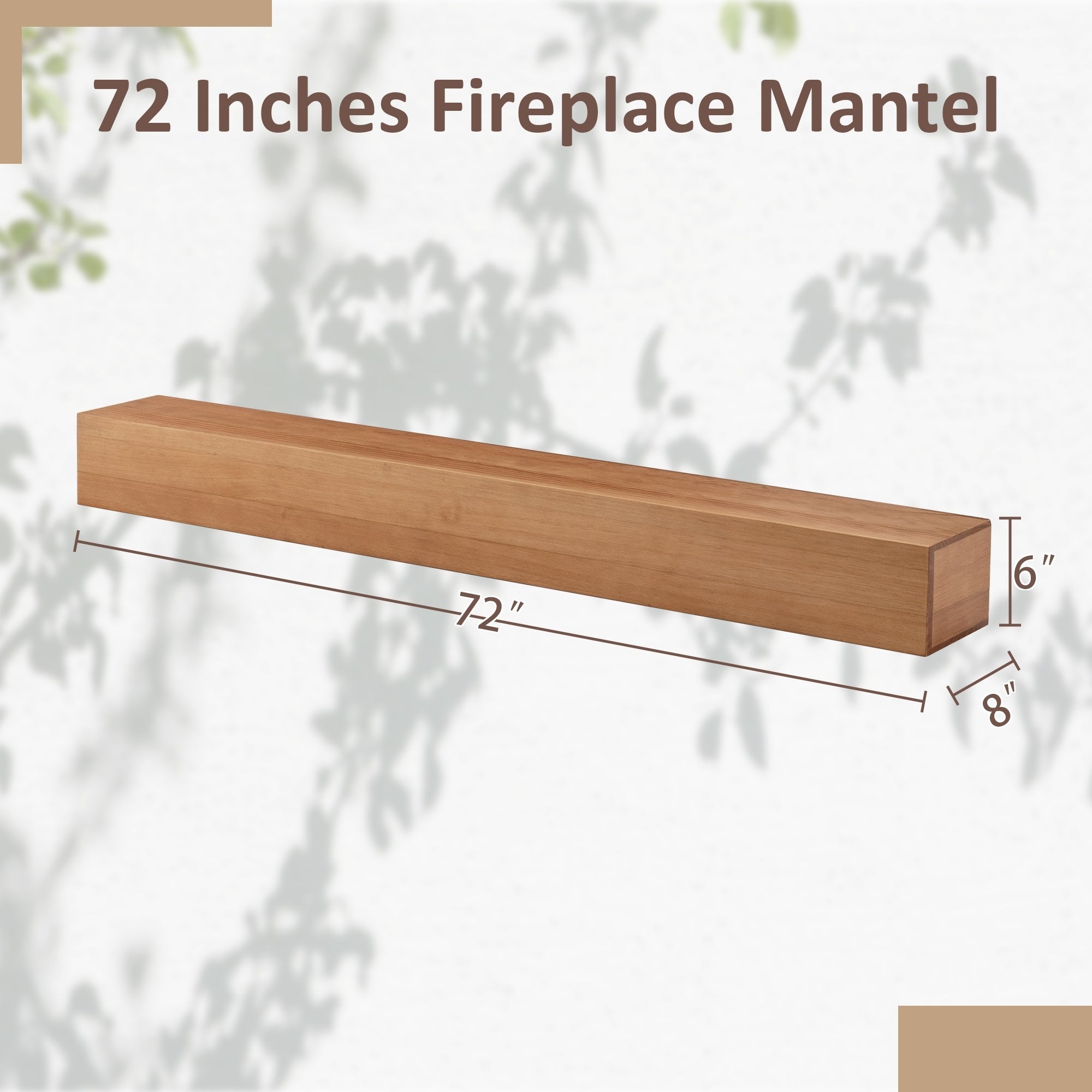 Solid Pine Wall Mounted 72-inch Fireplace Mantel Floating Shelf Natural