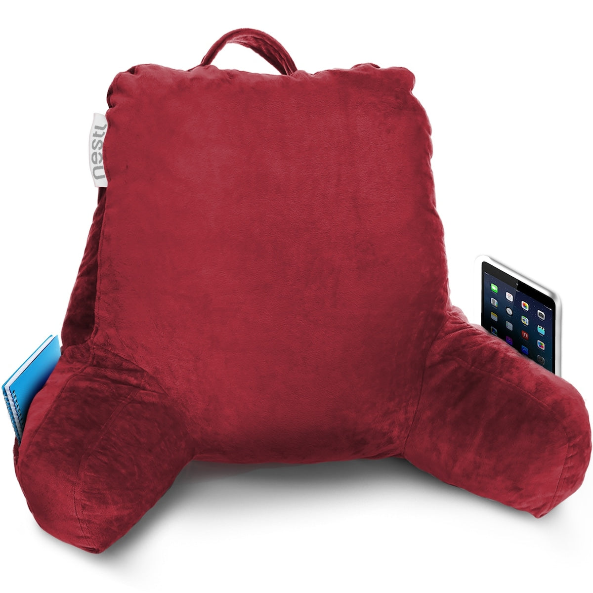 Nestl Memory Foam Reading Pillow with Backrest, Arms and Pockets