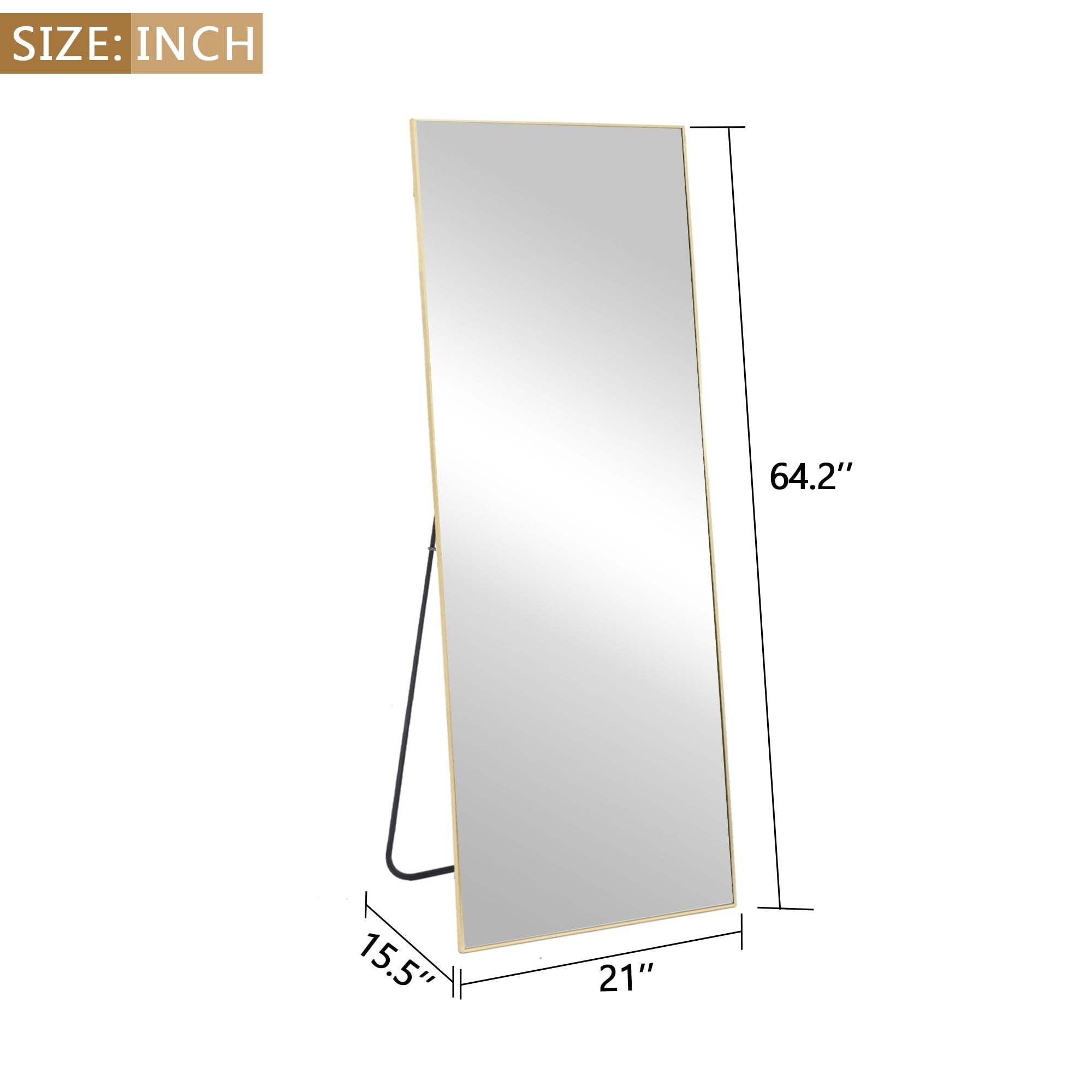 64x21Rectangle Full Length Floor Mirror with Stand Aluminum Alloy Frame,Wall-Mounted Mirror