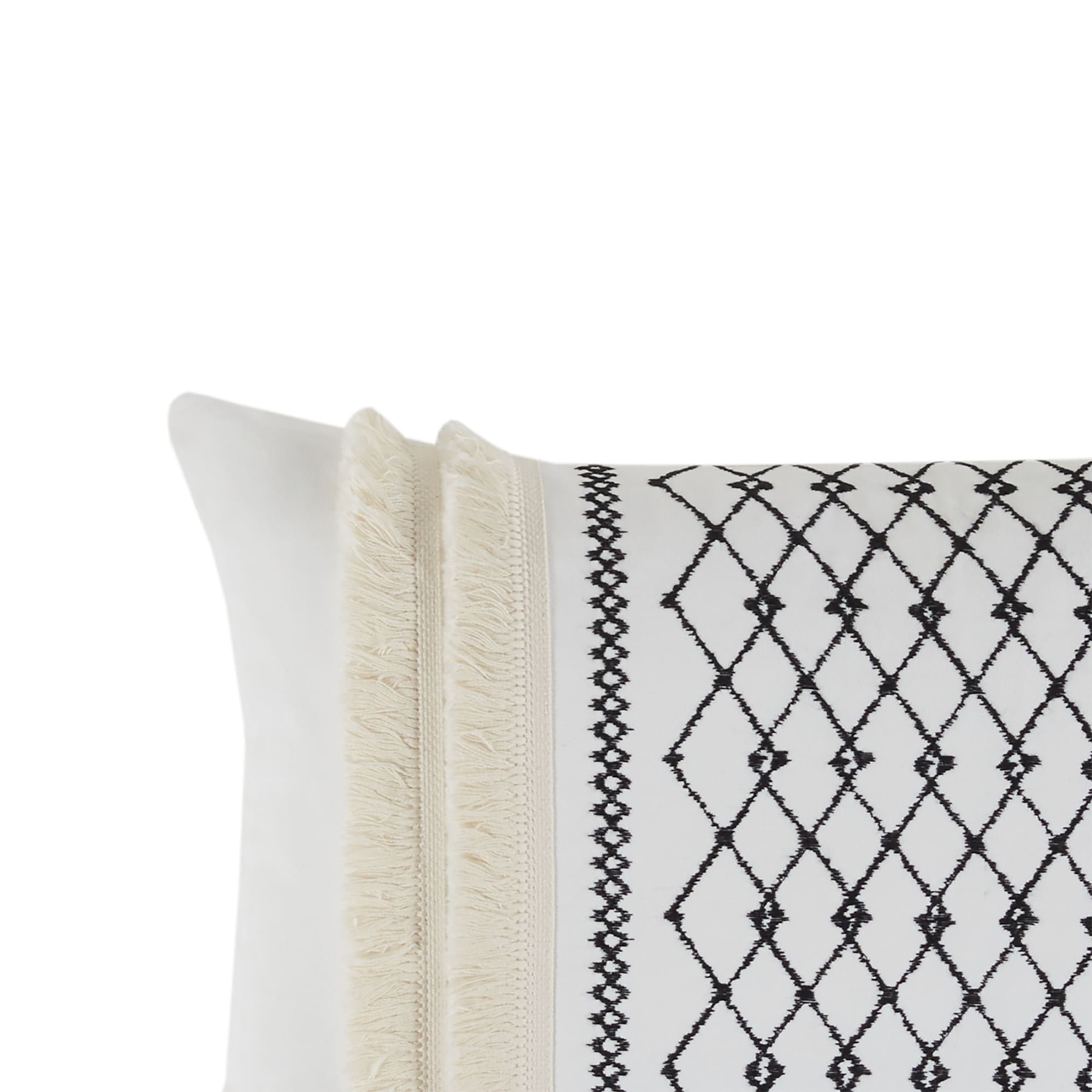 INK+IVY Bea Embroidered Cotton Oblong Pillow with Tassels