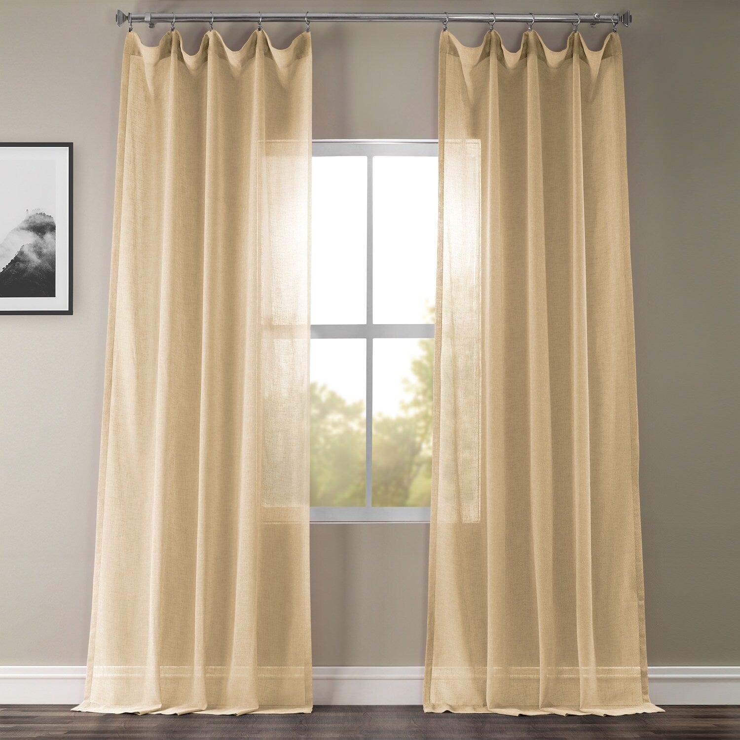 Exclusive Fabrics Solid Faux Linen Sheer Curtain (1 Panel)