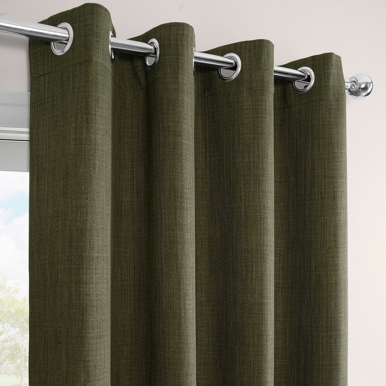 Exclusive Fabrics Faux Linen Grommet Room Darkening Curtain (1 Panel)