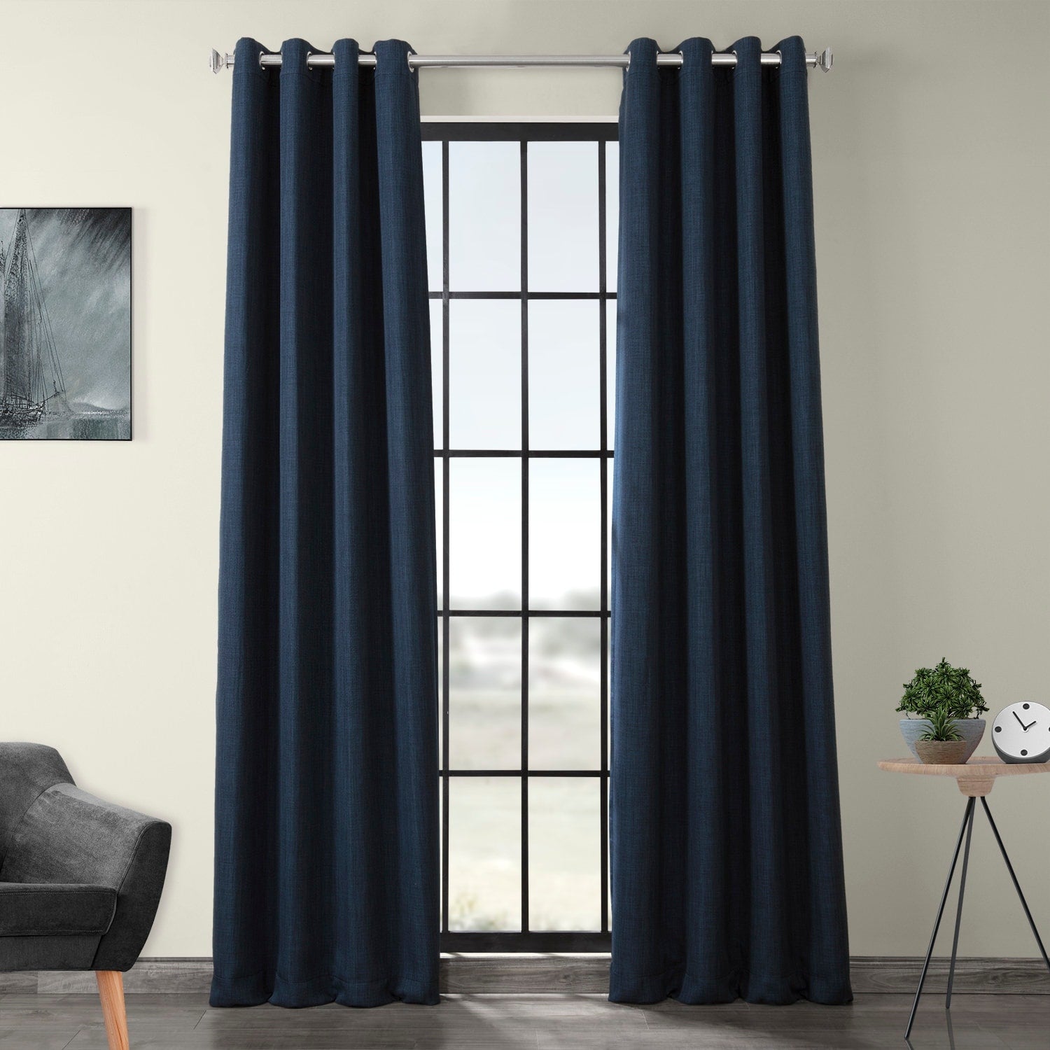 Exclusive Fabrics Faux Linen Grommet Room Darkening Curtain (1 Panel)