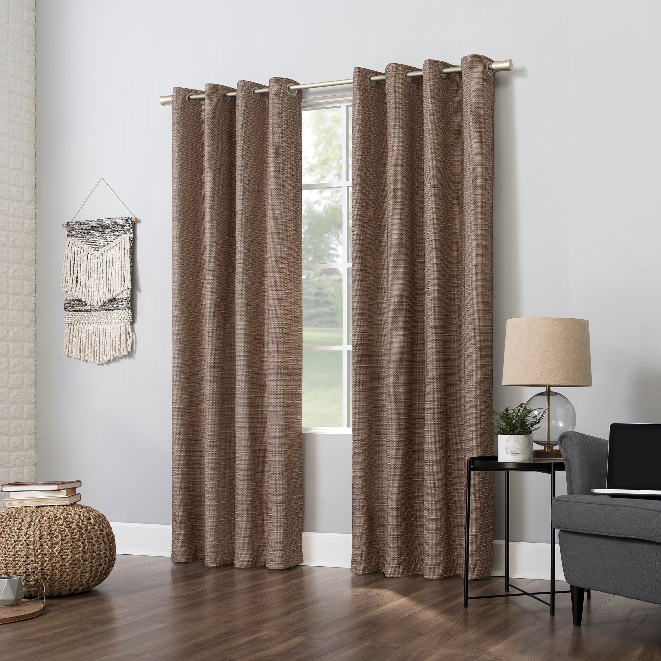 Sun Zero Kline Burlap Weave Thermal Extreme Total Blackout Grommet Curtain Panel, Single Panel