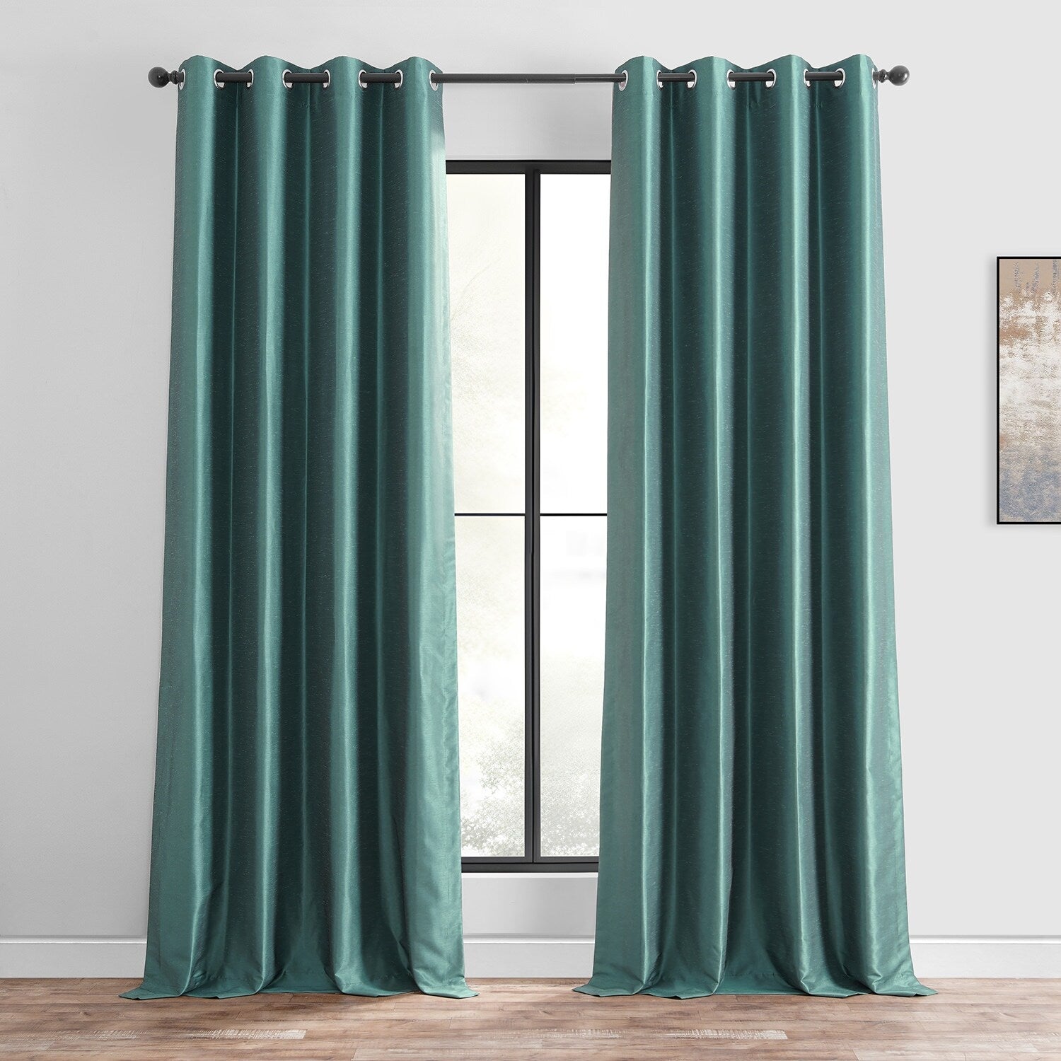 Exclusive Fabrics Textured Dupioni Faux Silk Blackout Grommet Curtain Panel