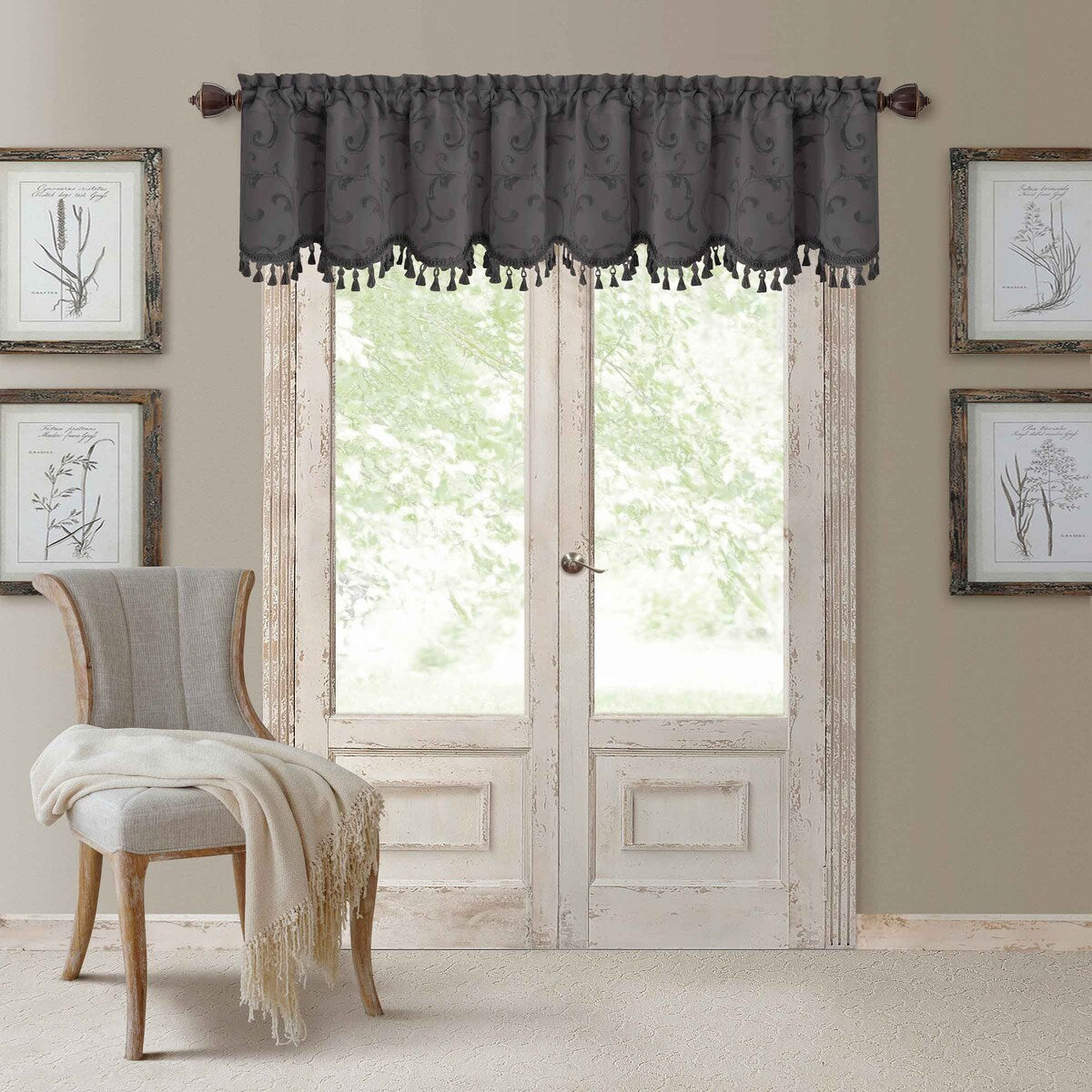 Elrene Mia Jacquard Blackout Scallop Window Valance - 52 w x 19 l