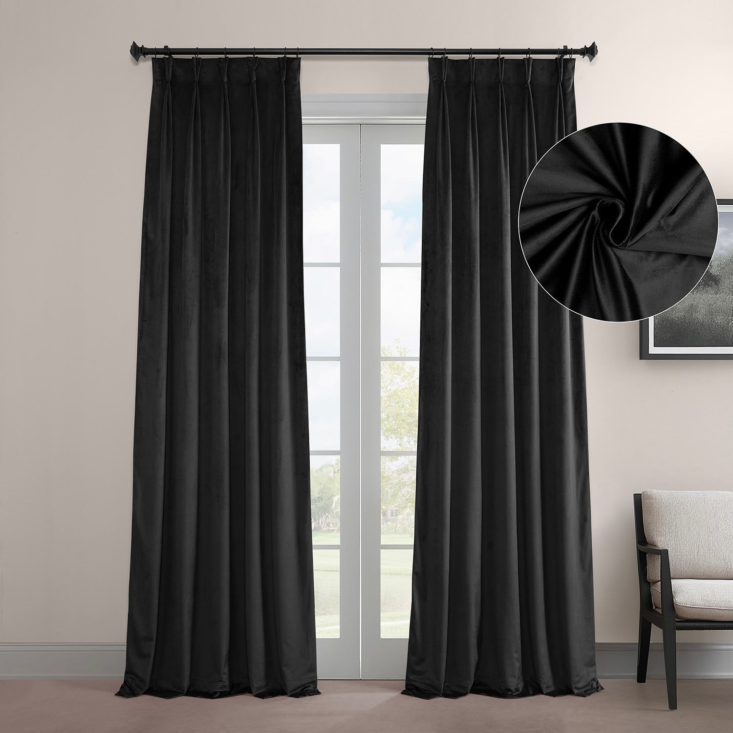 Exclusive Fabrics Signature Pleated Blackout Velvet Curtain (1 Panel)