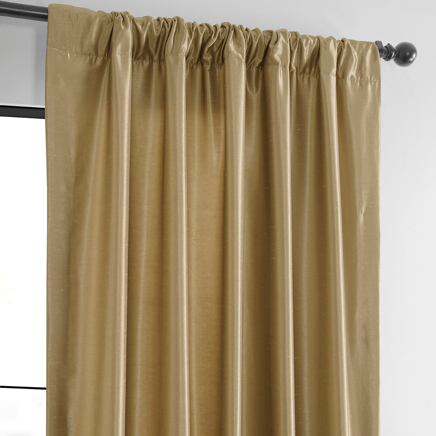 Exclusive Fabric Flax Gold Textured Silk Single Curtain (1 Panel)