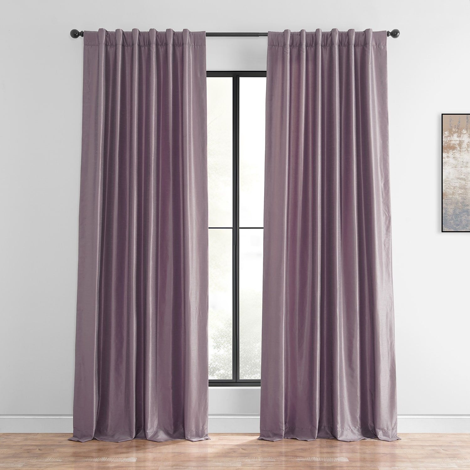 Exclusive Fabrics Smokey Plum Vintage Textured Faux Dupioni Silk Curtain Panel