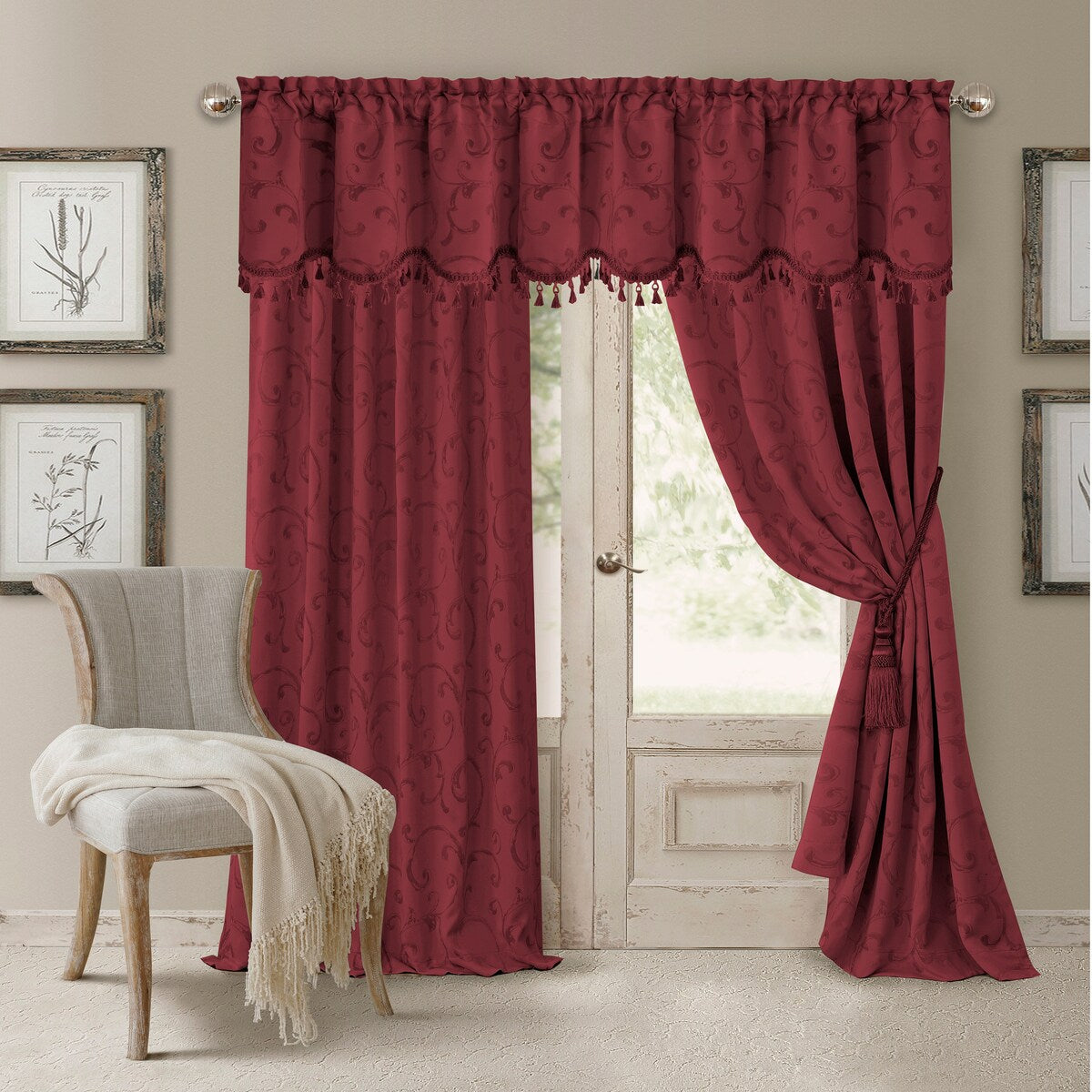 Elrene Mia Jacquard Blackout Scallop Window Valance - 52 w x 19 l