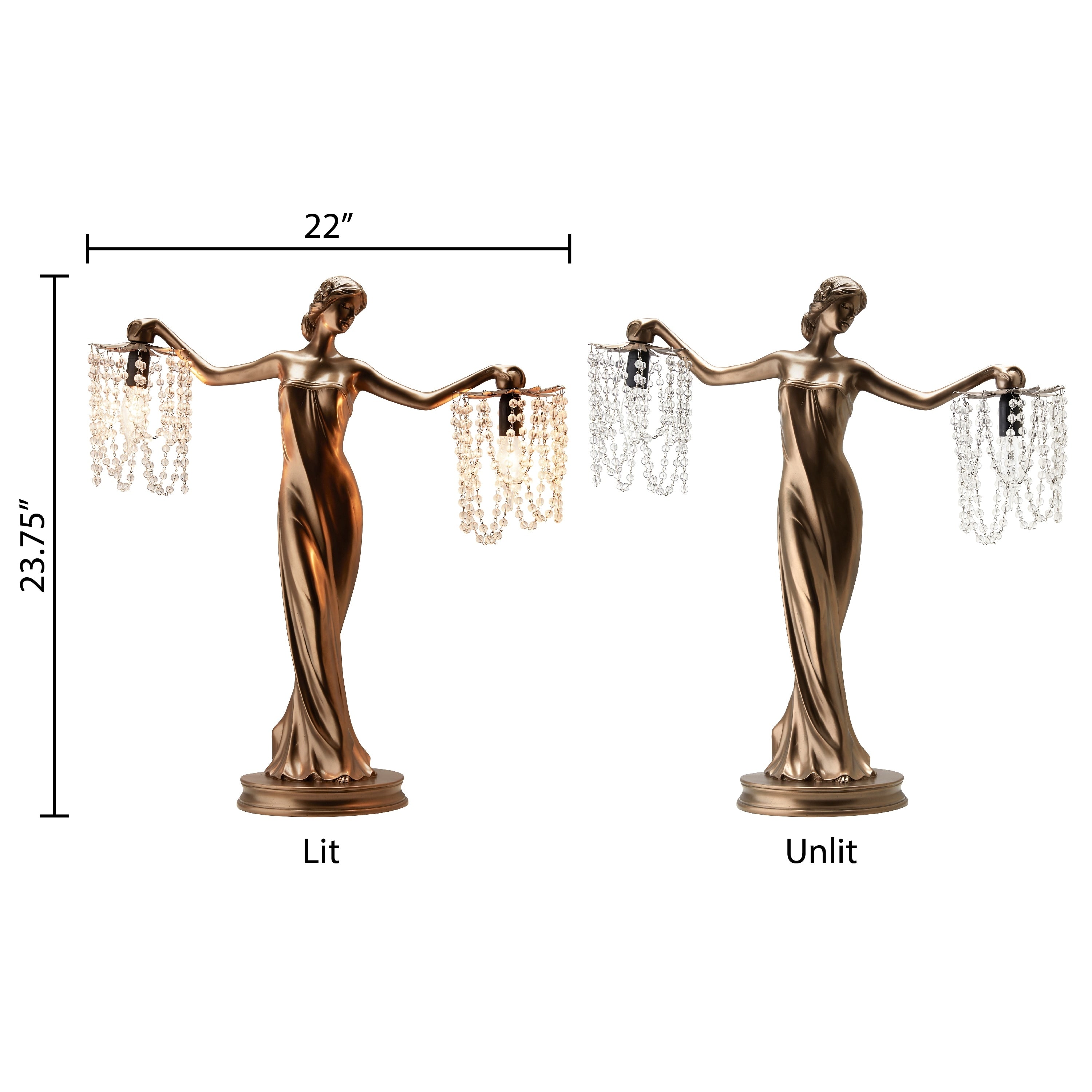 Gracewood Hollow Sansal Bronze/Resin 23.75-inch Grecian Goddess Beaded Table Lamp - 22L x 7.625W x 23.75H