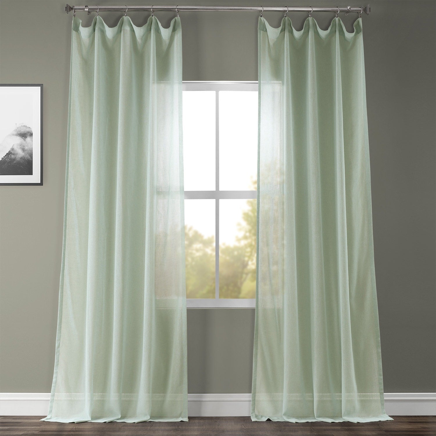 Exclusive Fabrics Solid Faux Linen Sheer Curtain (1 Panel)