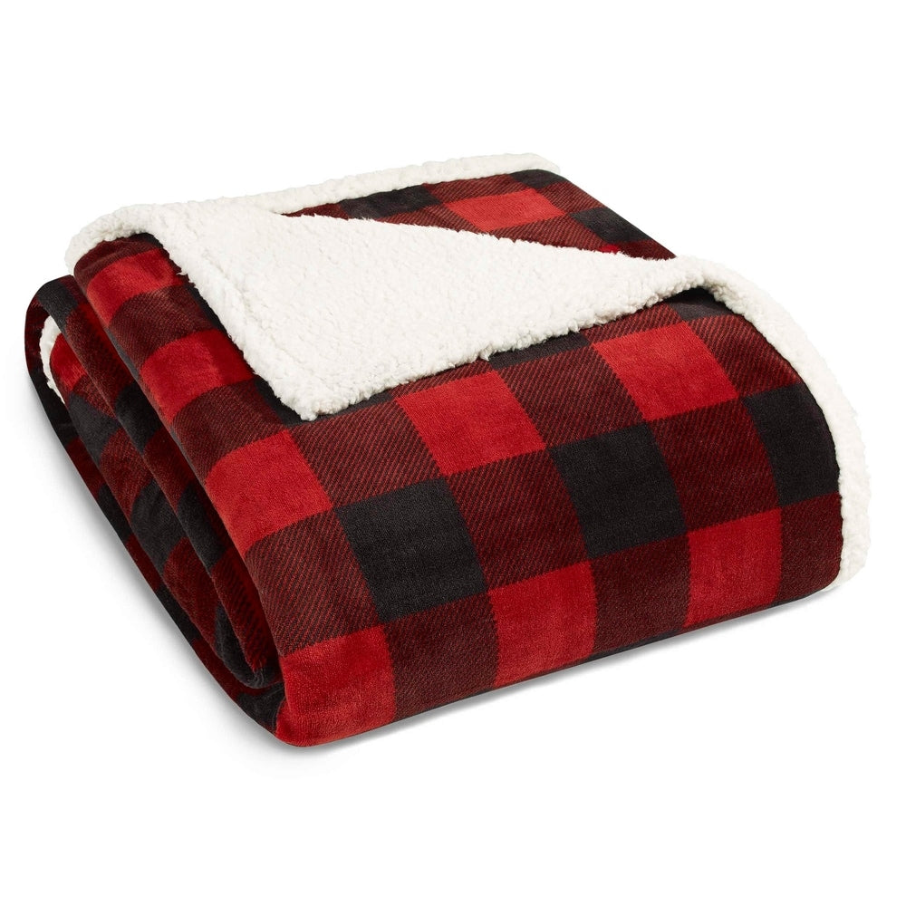 Eddie Bauer Plush Plaid Sherpa Blanket