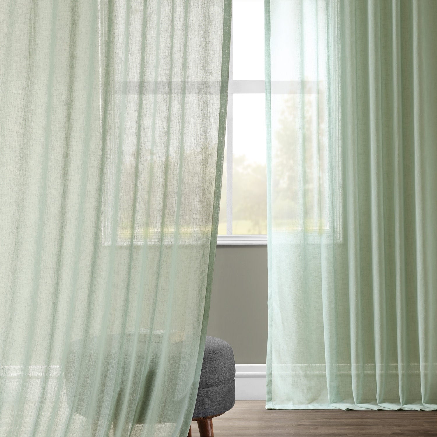 Exclusive Fabrics Solid Faux Linen Sheer Curtain (1 Panel)