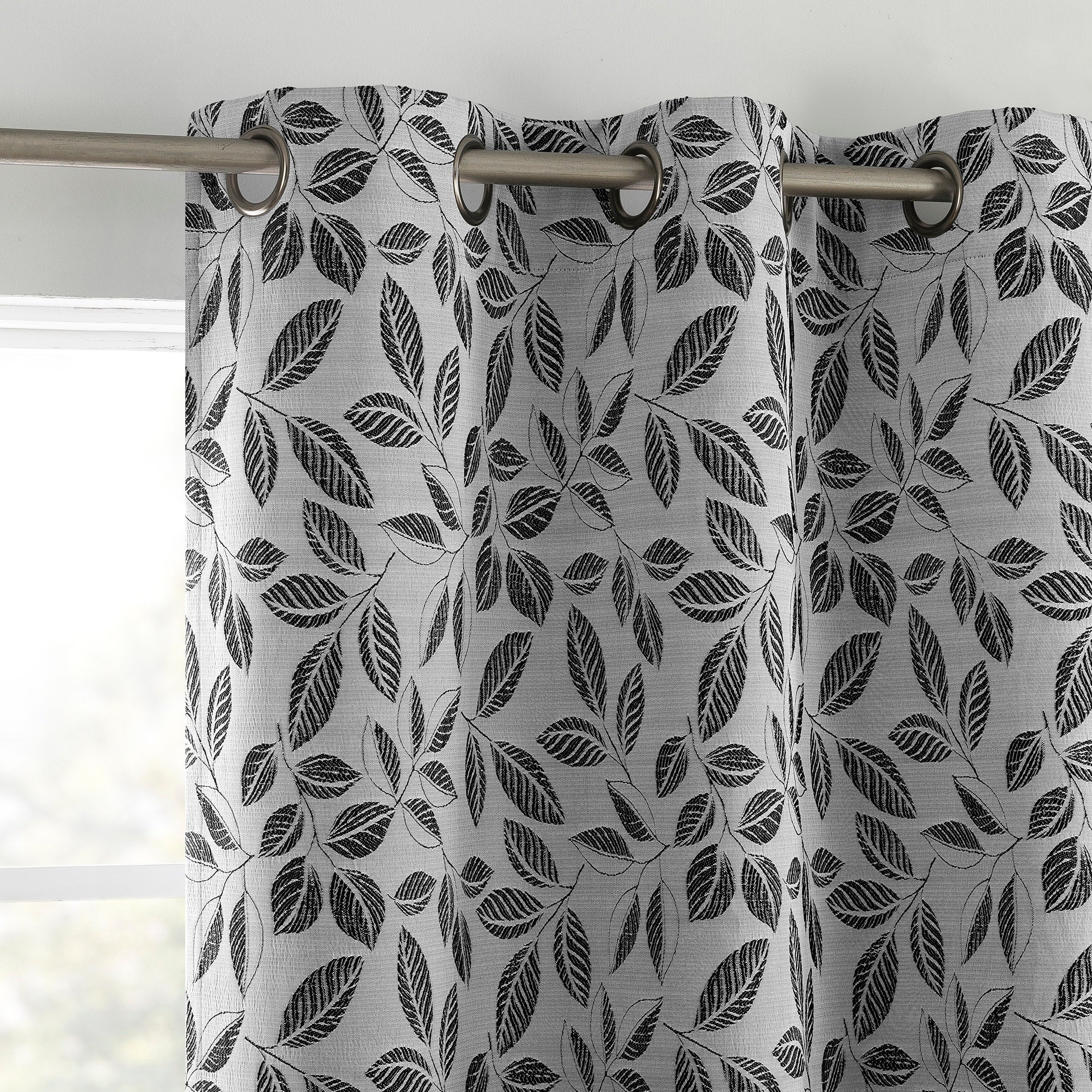 Sun Zero Satti Embroidered Leaf Total Blackout Grommet Curtain Panel, Single Panel