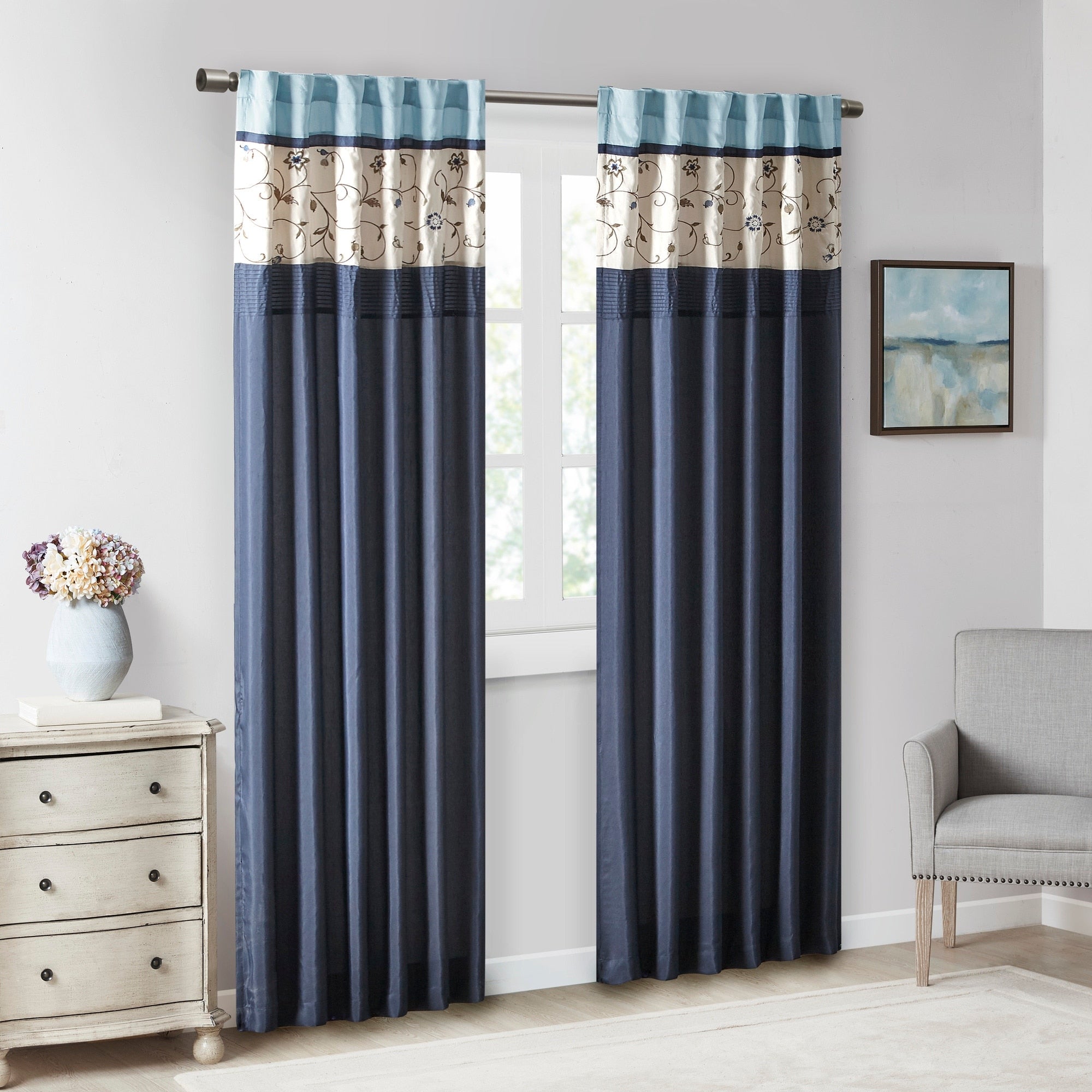 Madison Park Belle Embroidered Window Curtain Panel