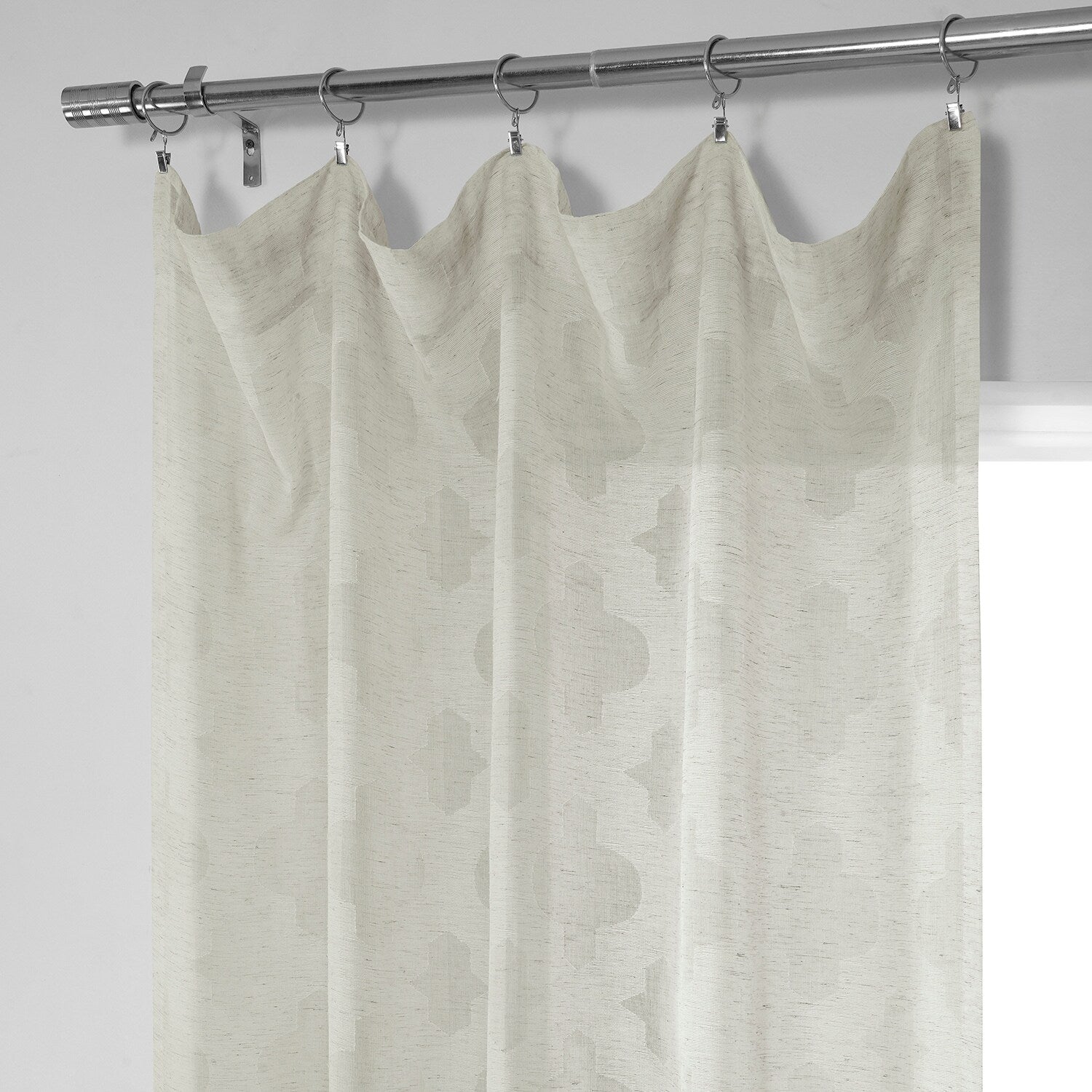 Exclusive Fabrics Calais Tile Patterned Faux Linen Sheer Curtain