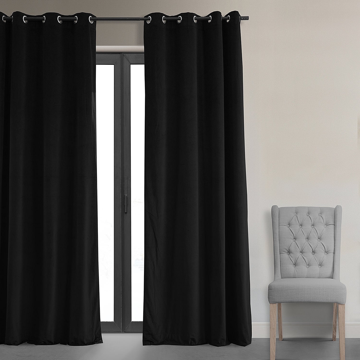 Exclusive Fabrics Warm Black Grommet Velvet Blackout Curtain (1 Panel)