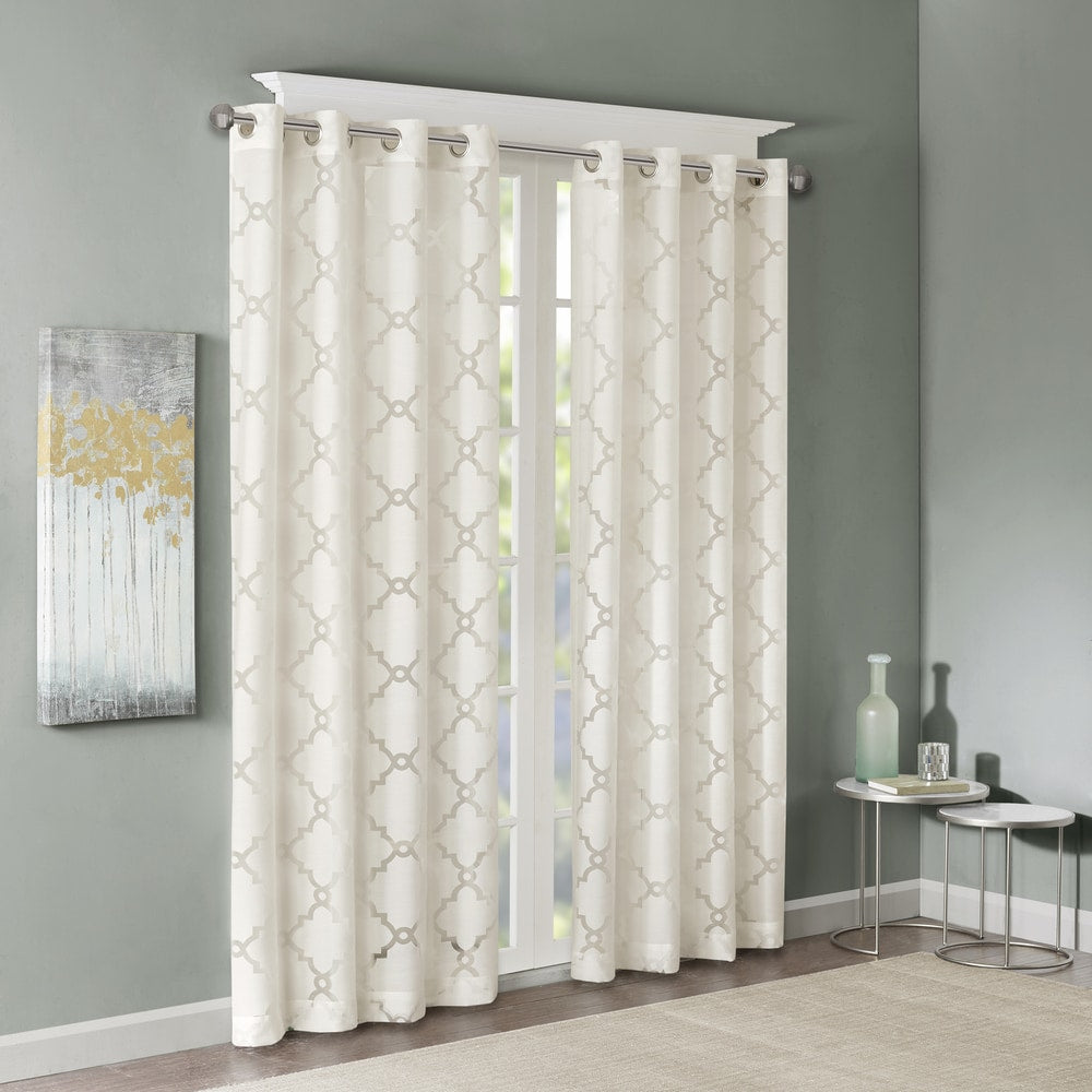 Madison Park Laya Fretwork Burnout Sheer Curtain Panel