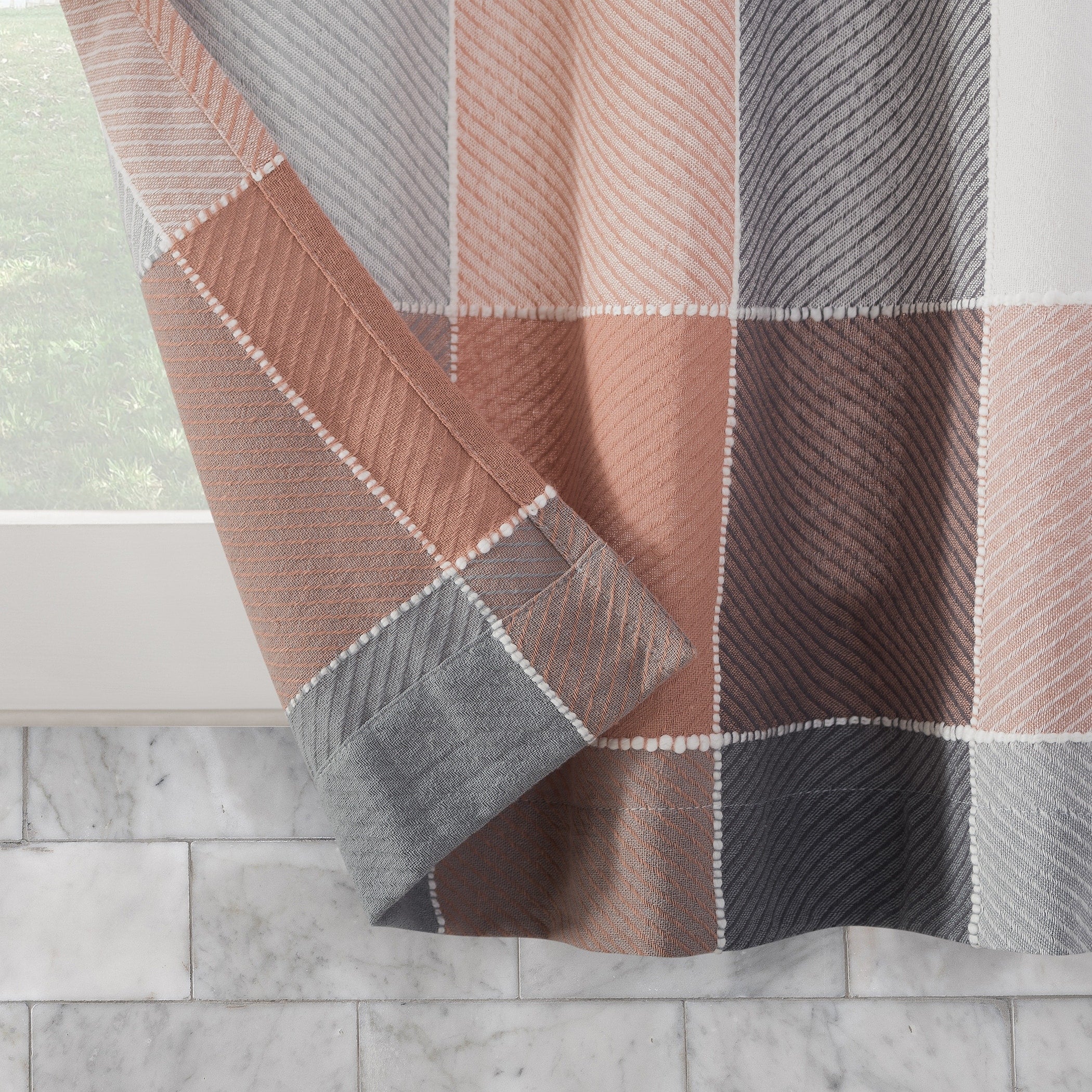 Archaeo Colorblock Plaid Cotton Cafe Curtain Pair