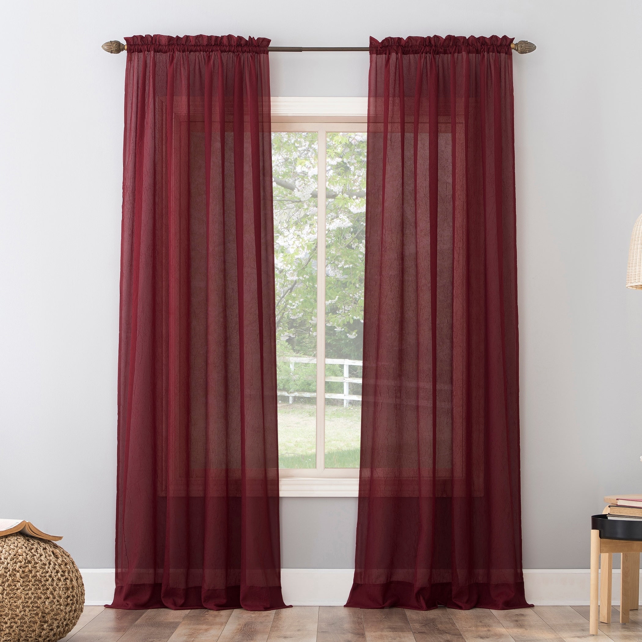 No. 918 Erica Crushed Voile Sheer Rod Pocket 1-Piece Curtain Panel, Single Panel