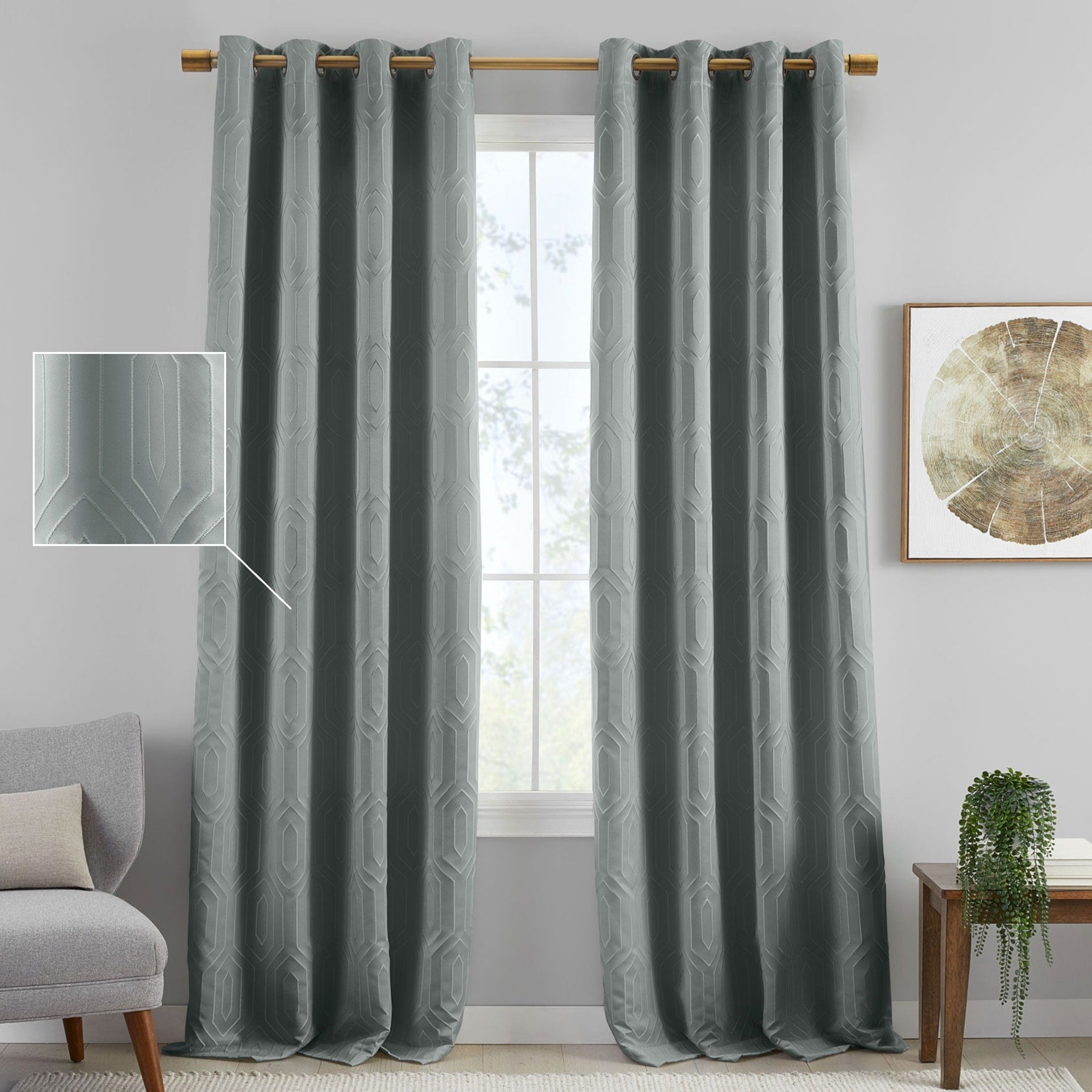 Sunveil Huxley Geometric Embroidered Texture Blackout Window Curtain Panel