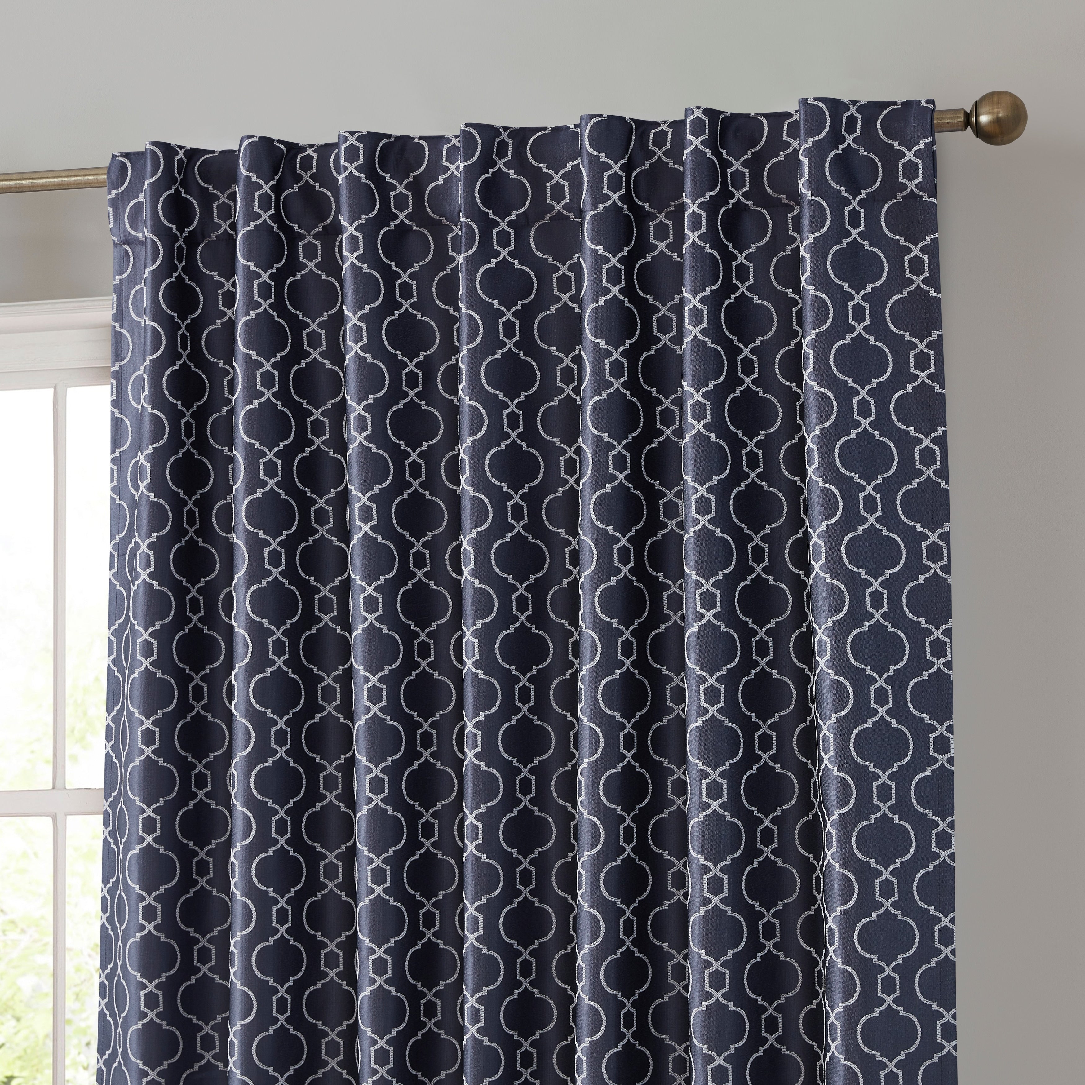 HLC.me Franklin Moroccan 100% Complete Blackout Thermal Insulated Energy Savings Back Tab Rod Pocket Curtain, 2 Panels