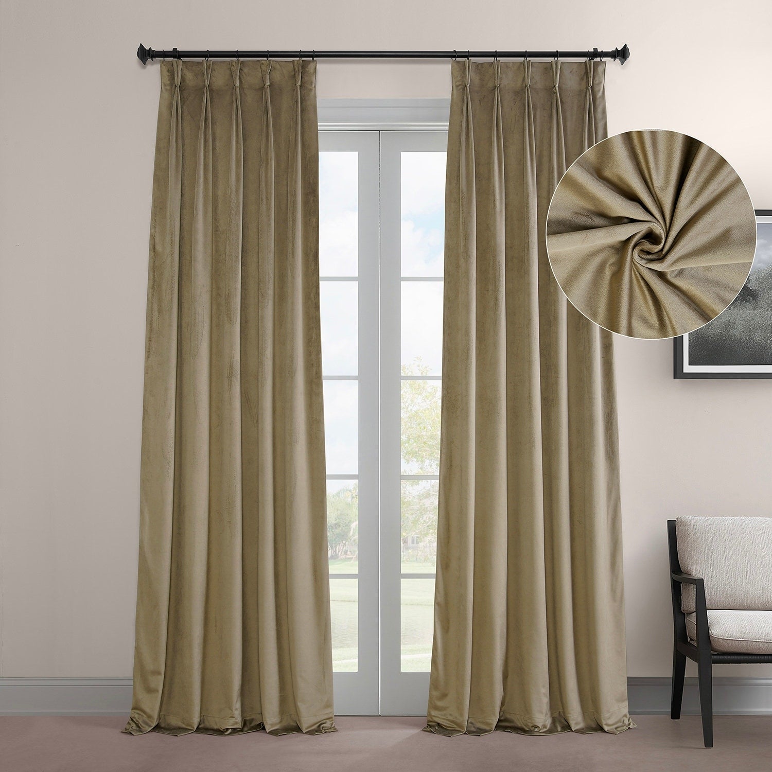 Exclusive Fabrics Signature Pleated Blackout Velvet Curtain (1 Panel)