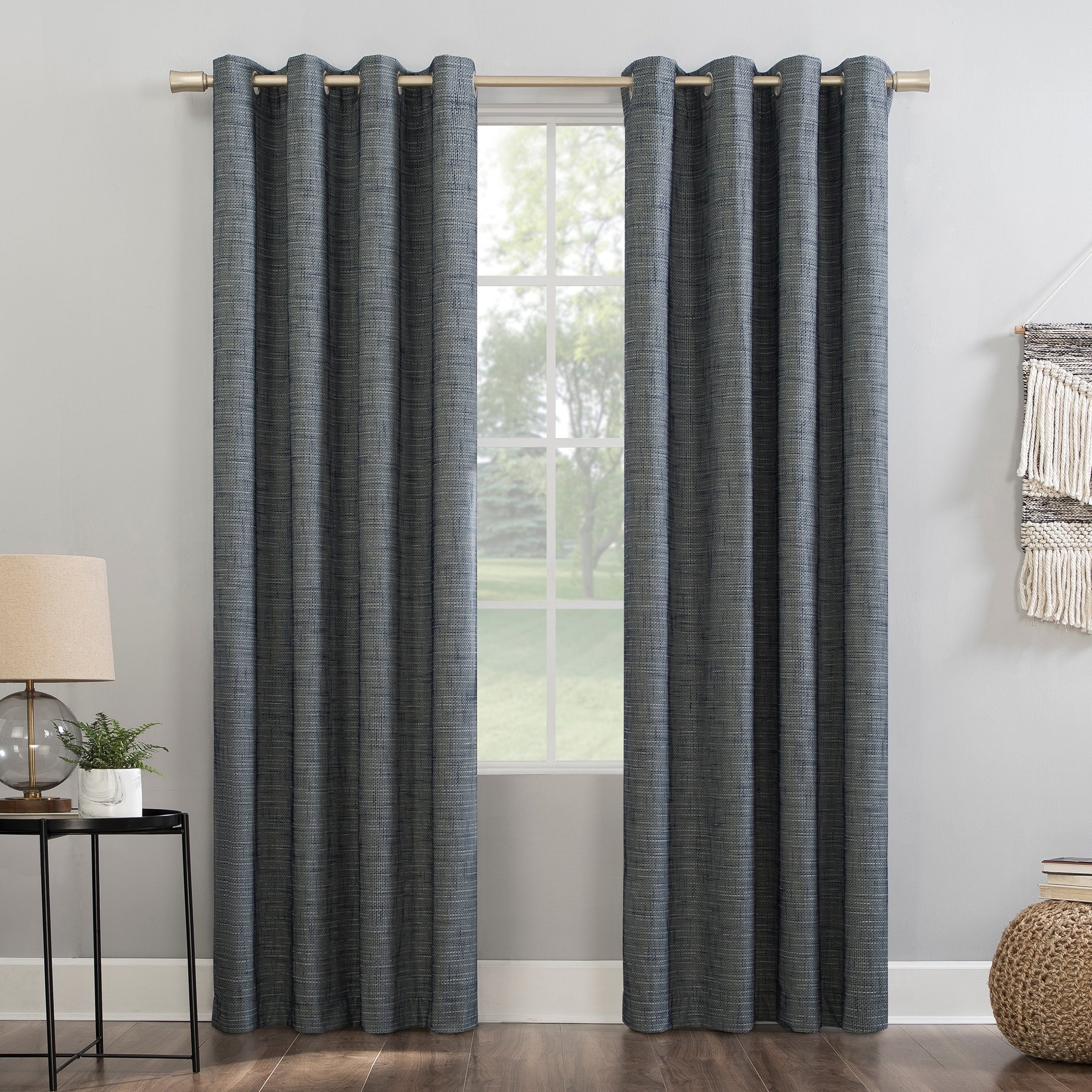 Sun Zero Kline Burlap Weave Thermal Extreme Total Blackout Grommet Curtain Panel, Single Panel