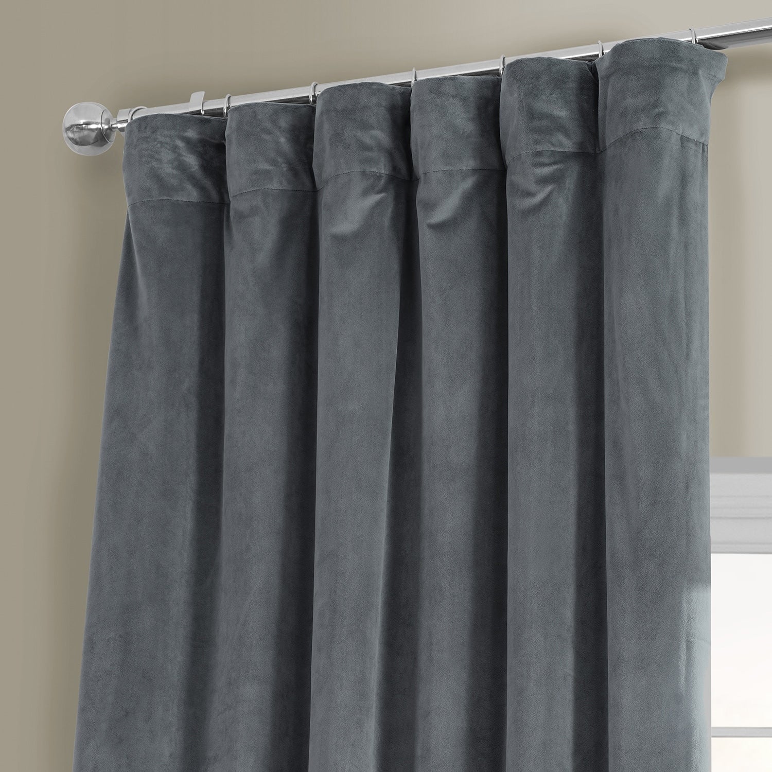 Exclusive Fabrics Natural Grey Velvet Blackout Curtain (1 Panel)