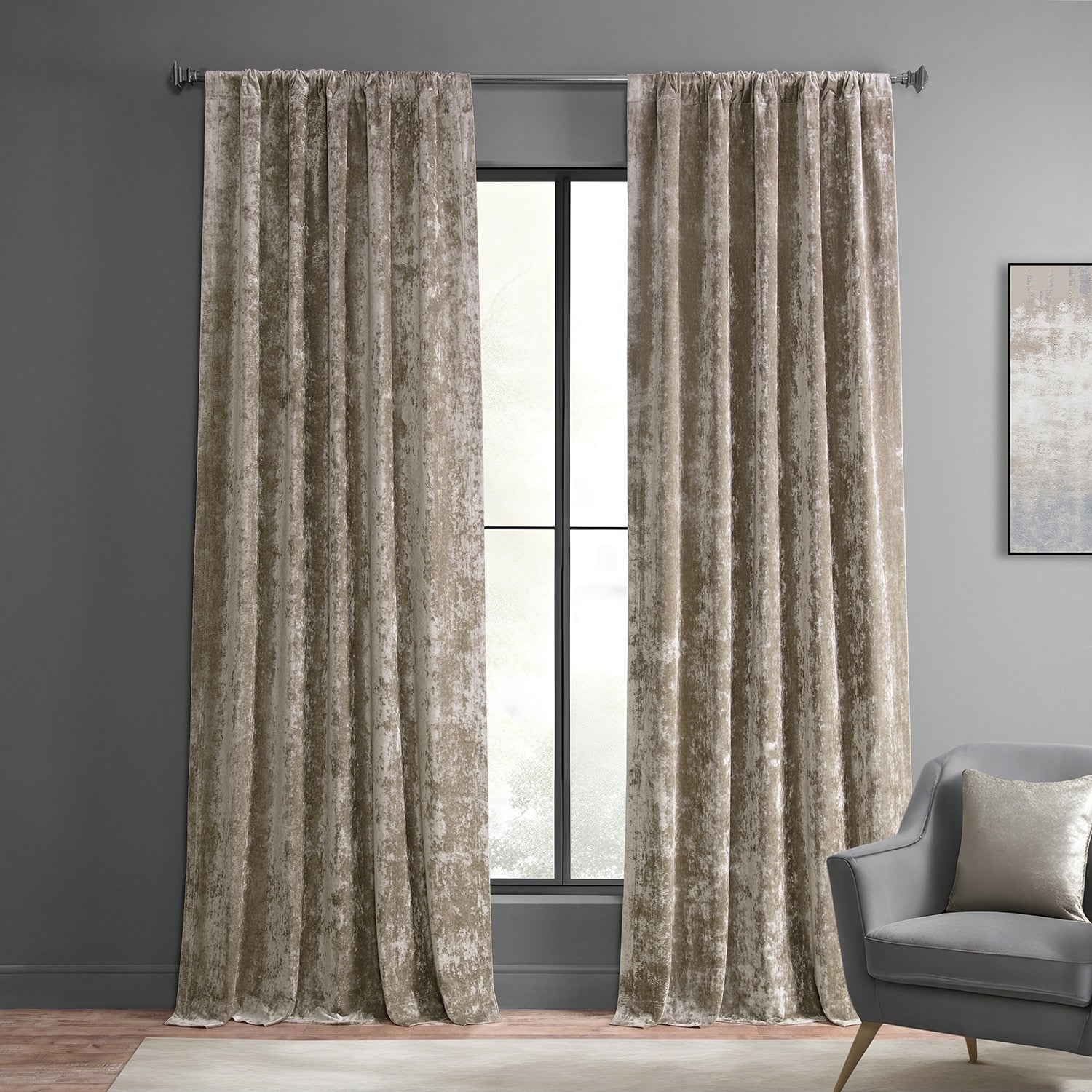 Exclusive Fabrics Lush Crush Velvet Curtains - Room Darkening Curtain for Bedroom & Living Room (1 Panel)