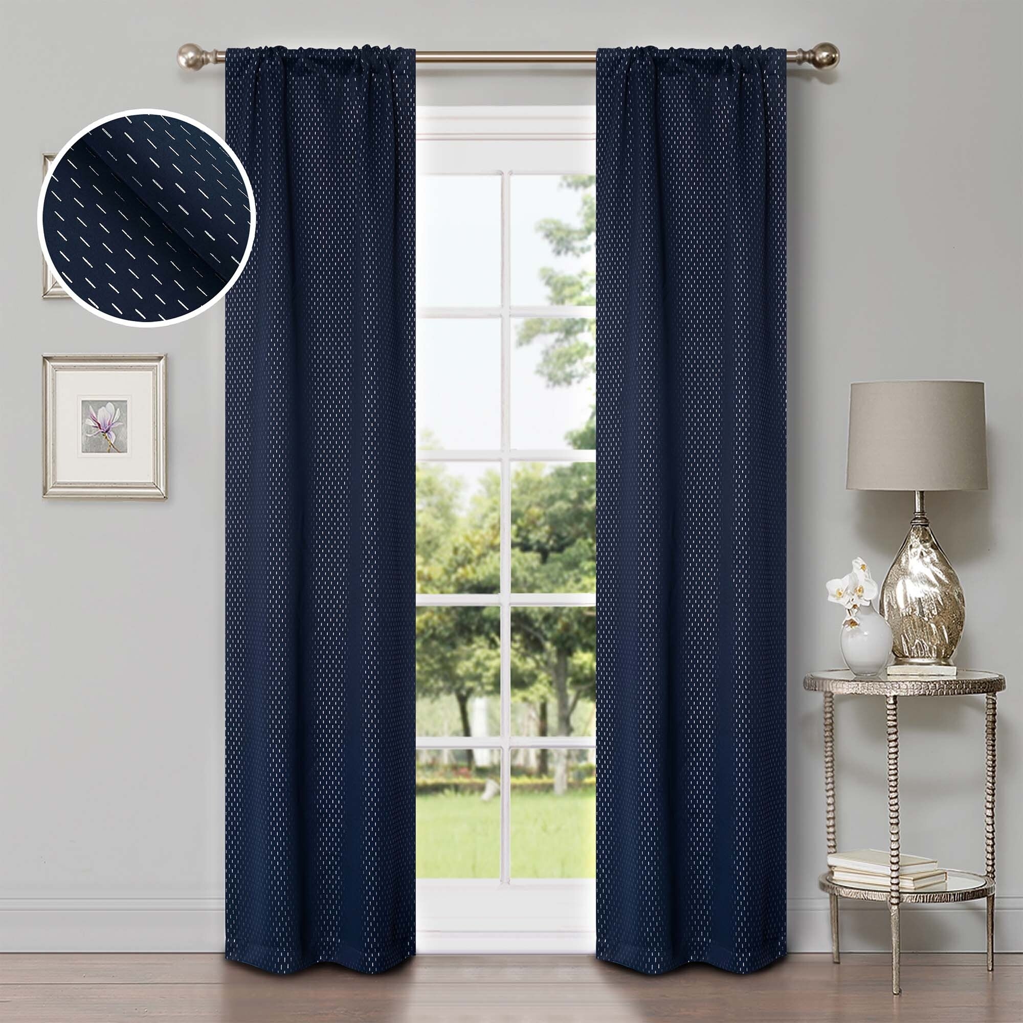 Superior Shimmer Washable Room Darkening Curtains, Set of 2 Panels