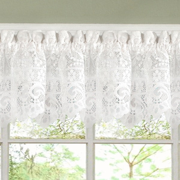 White Lace Luxurious Old World-style Kitchen Curtains Tiers, Shade or Valances